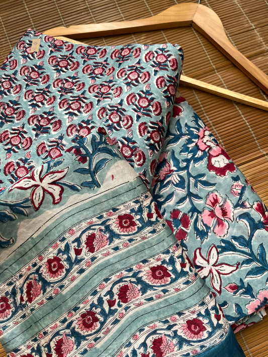 Block print chanderi Dupatta Kurta bottom