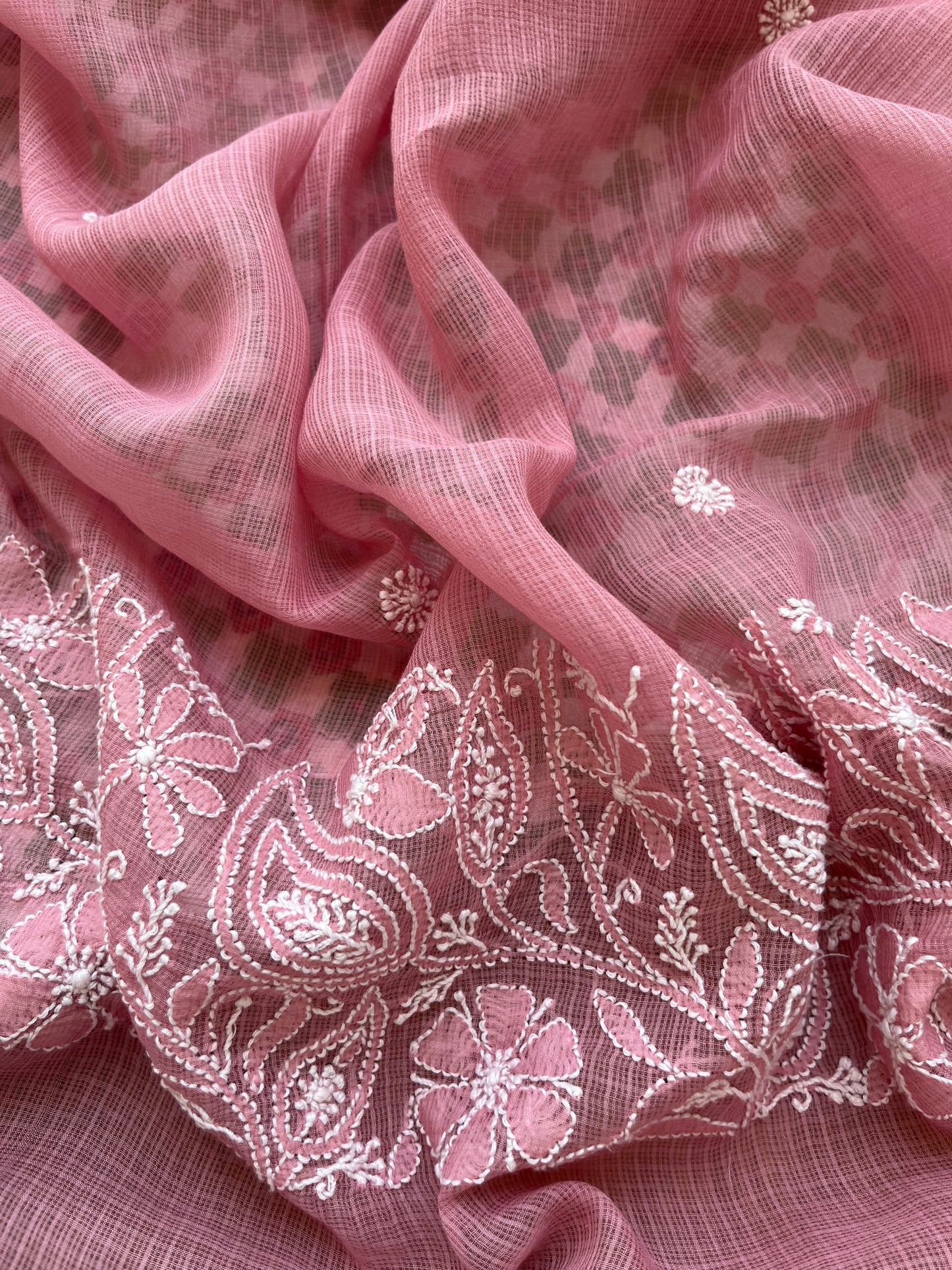 Chikankari Dupatta and print kurta Fabric