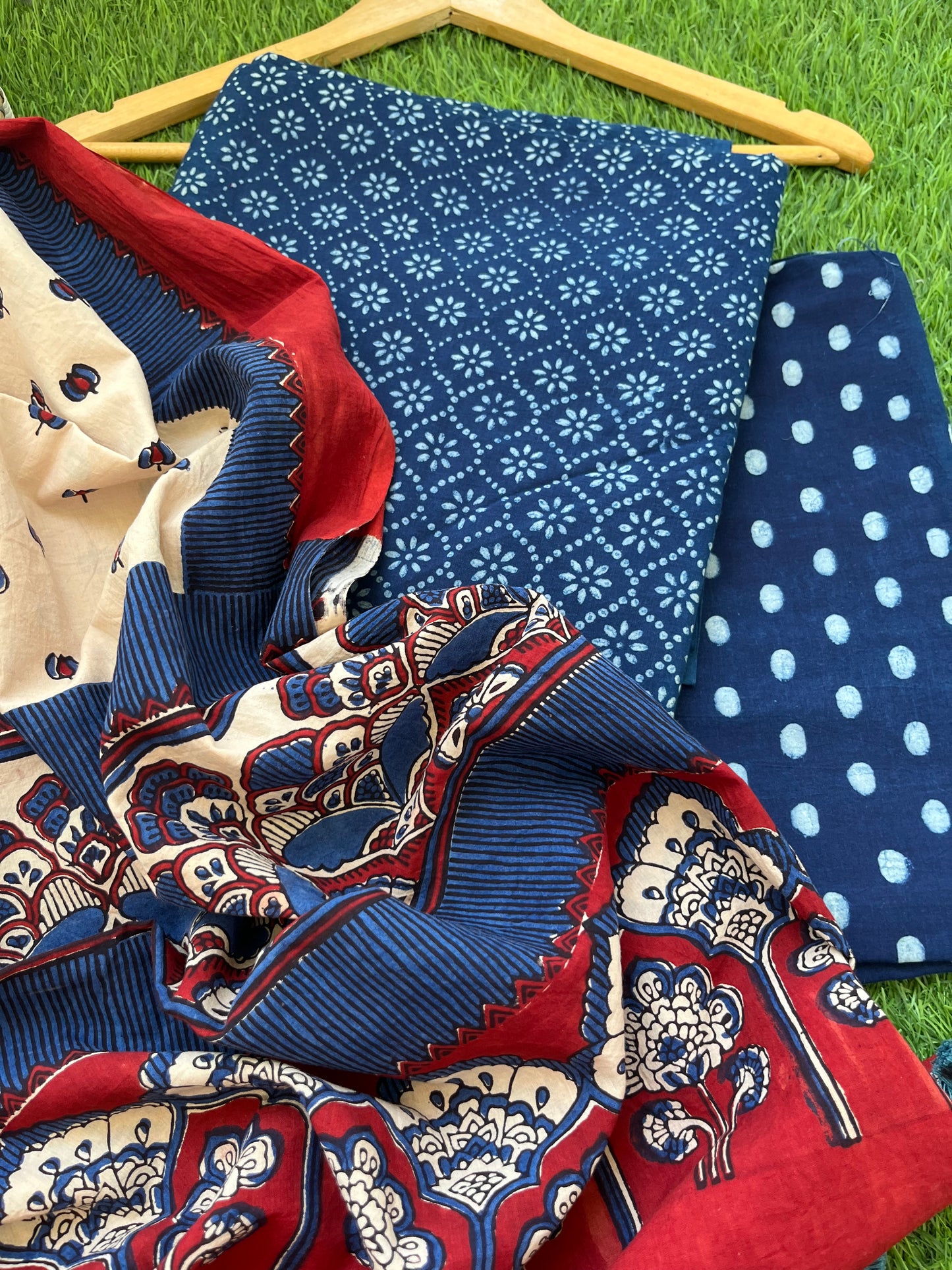 Cotton block print kurta bottom cotton ajrakh dupatta