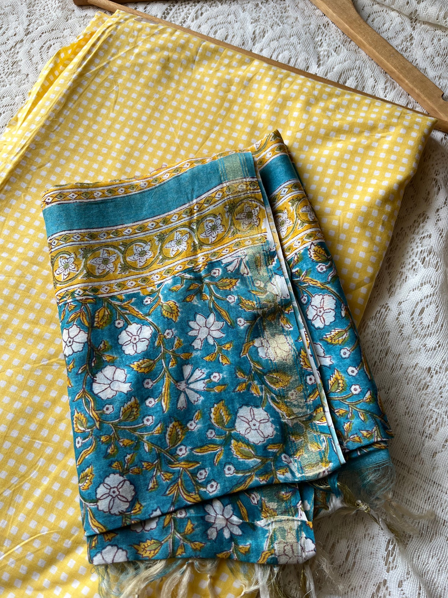 Cotton kurta bottom chanderi dupatta