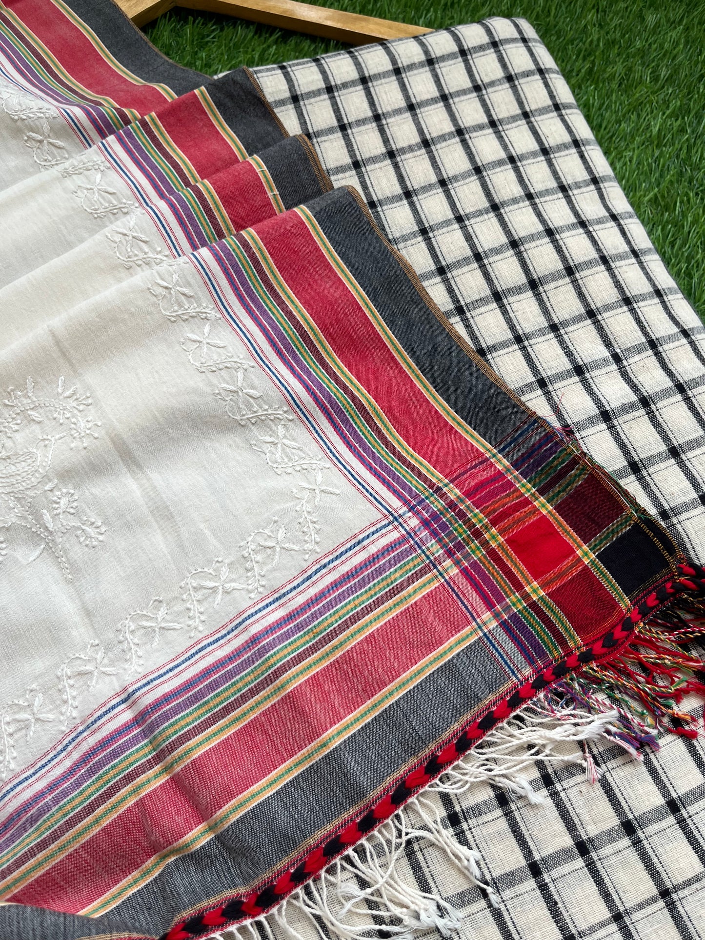 Handwoven organic kala Cotton kurta dupatta