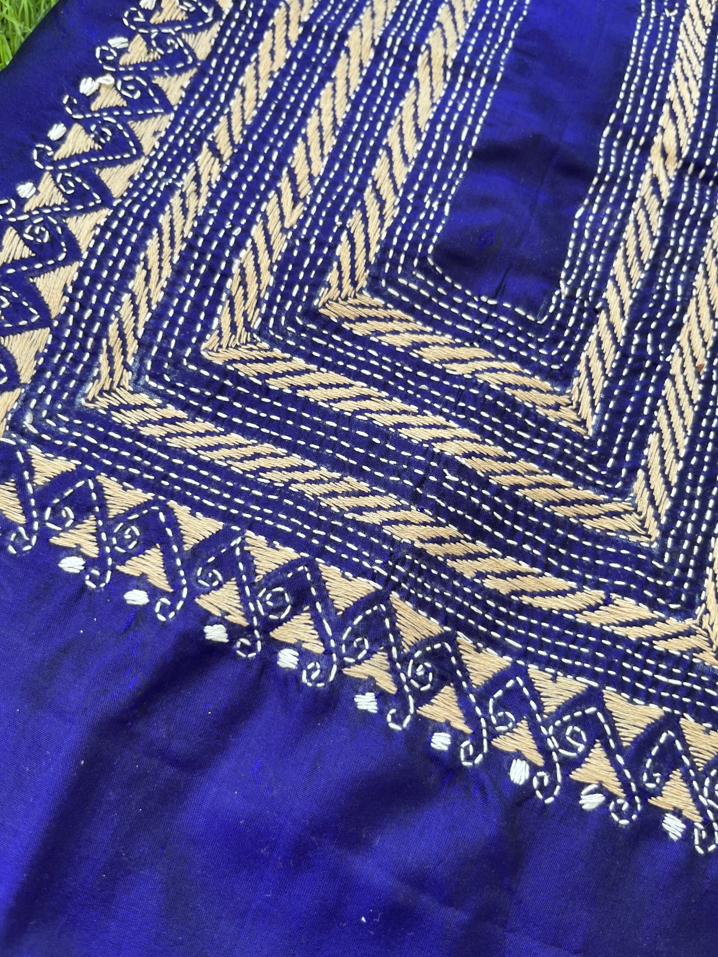 Silk Kantha work kurta fabric