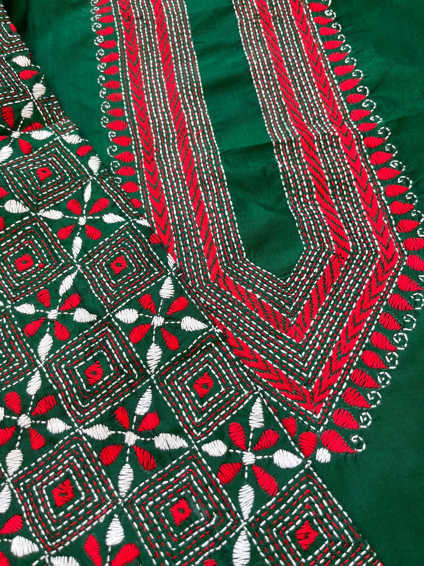 Silk Kantha work kurta fabric