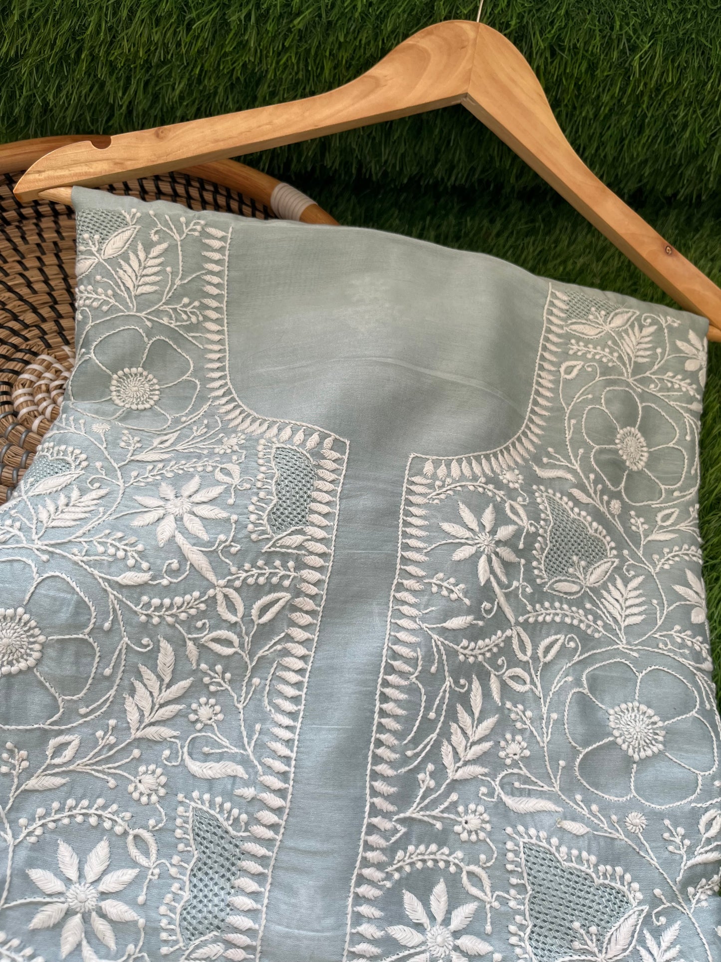 Chanderi chikankari kurta