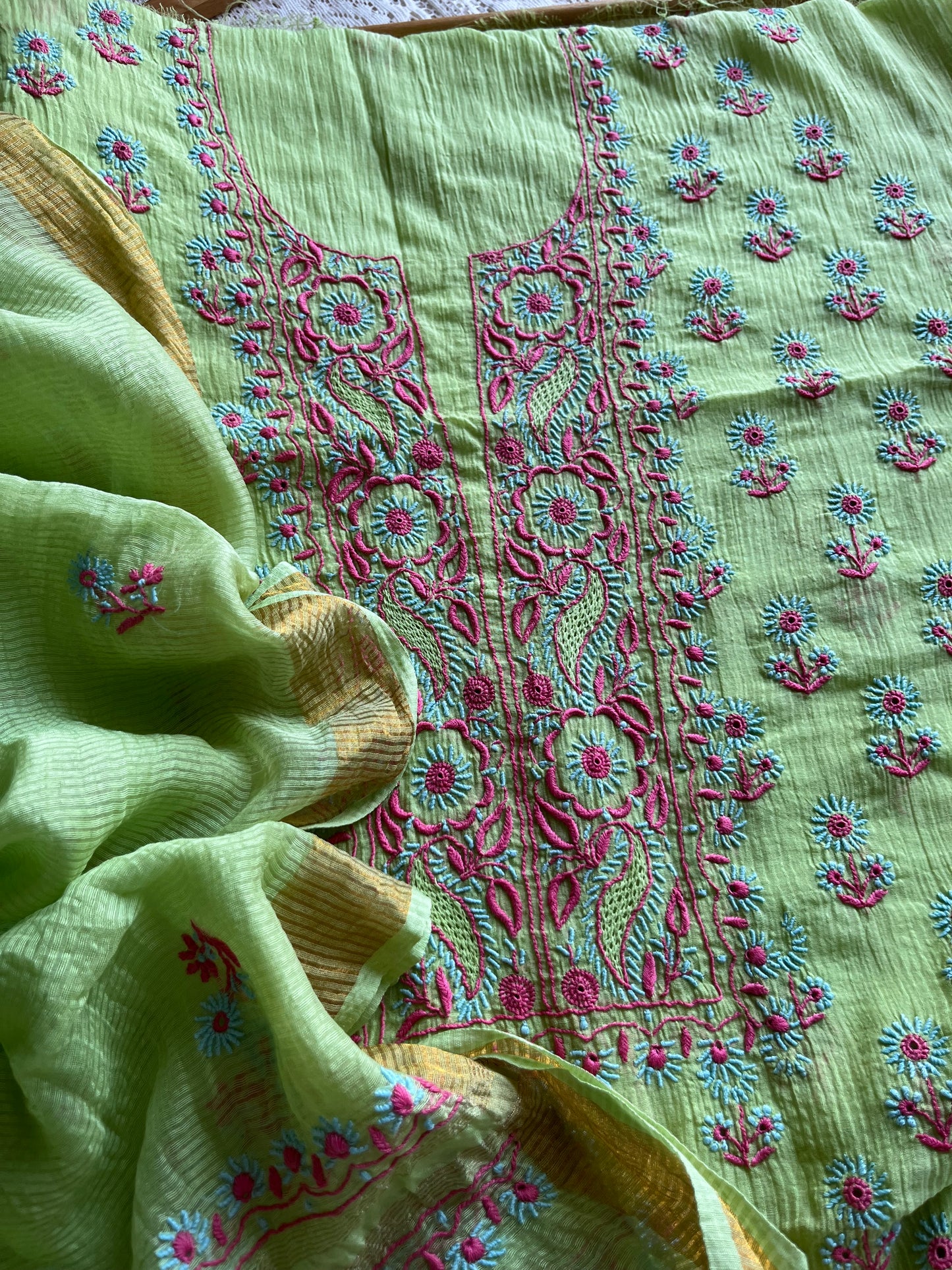 Chanderi Chikankari Kurta Dupatta