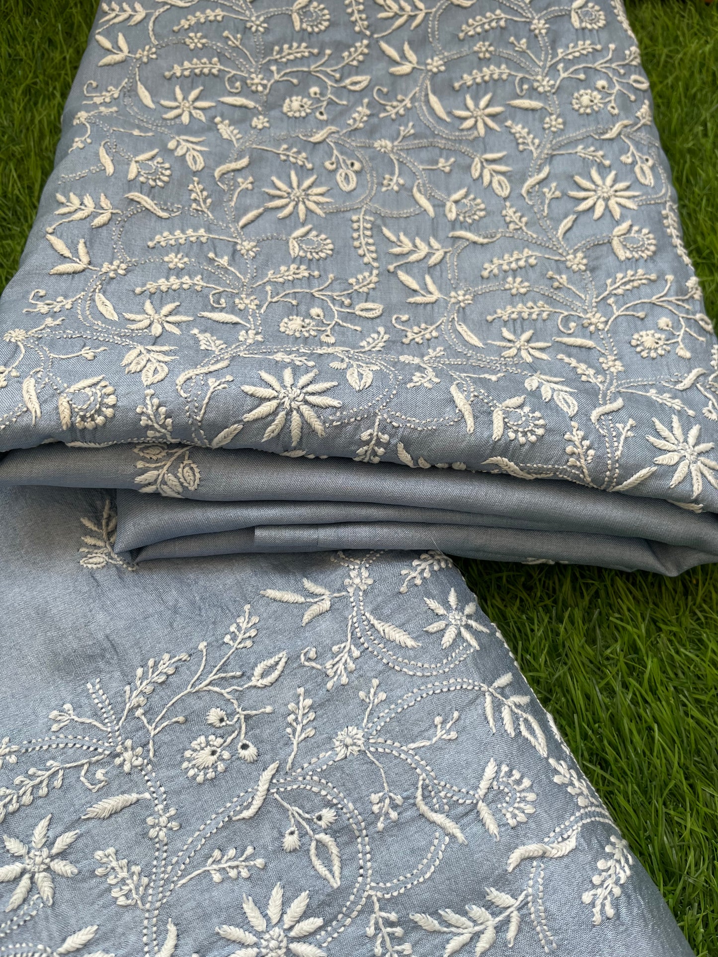 Tussar Silk Chikankari kurta Dupatta