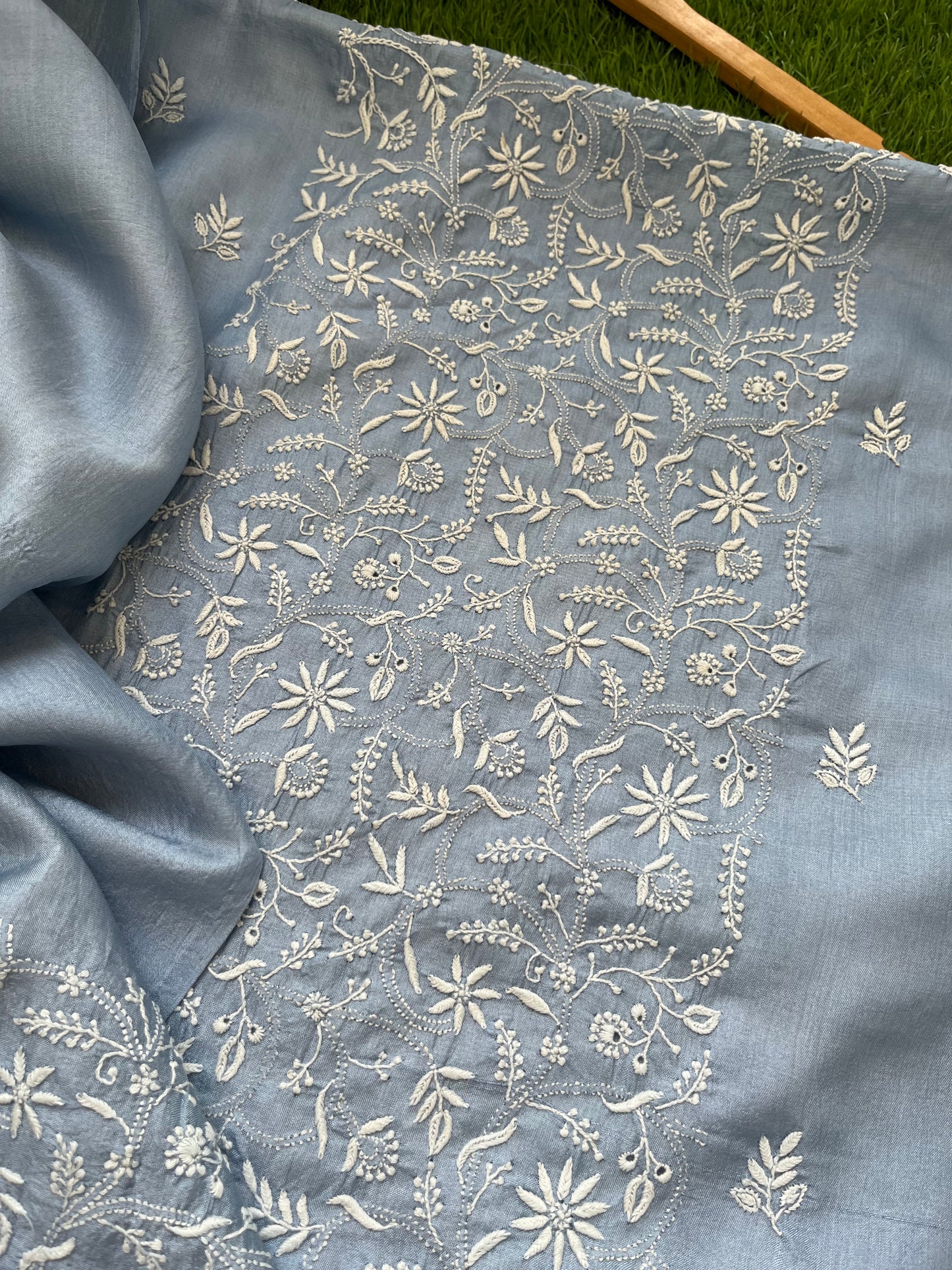 Tussar Silk Chikankari kurta Dupatta