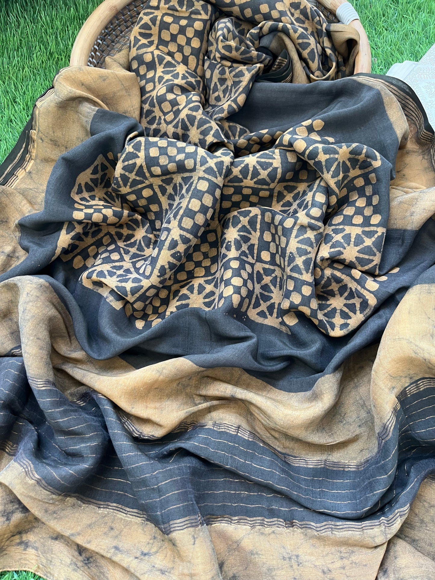 Chanderi block print kurta bottom chanderi baatik dupatta