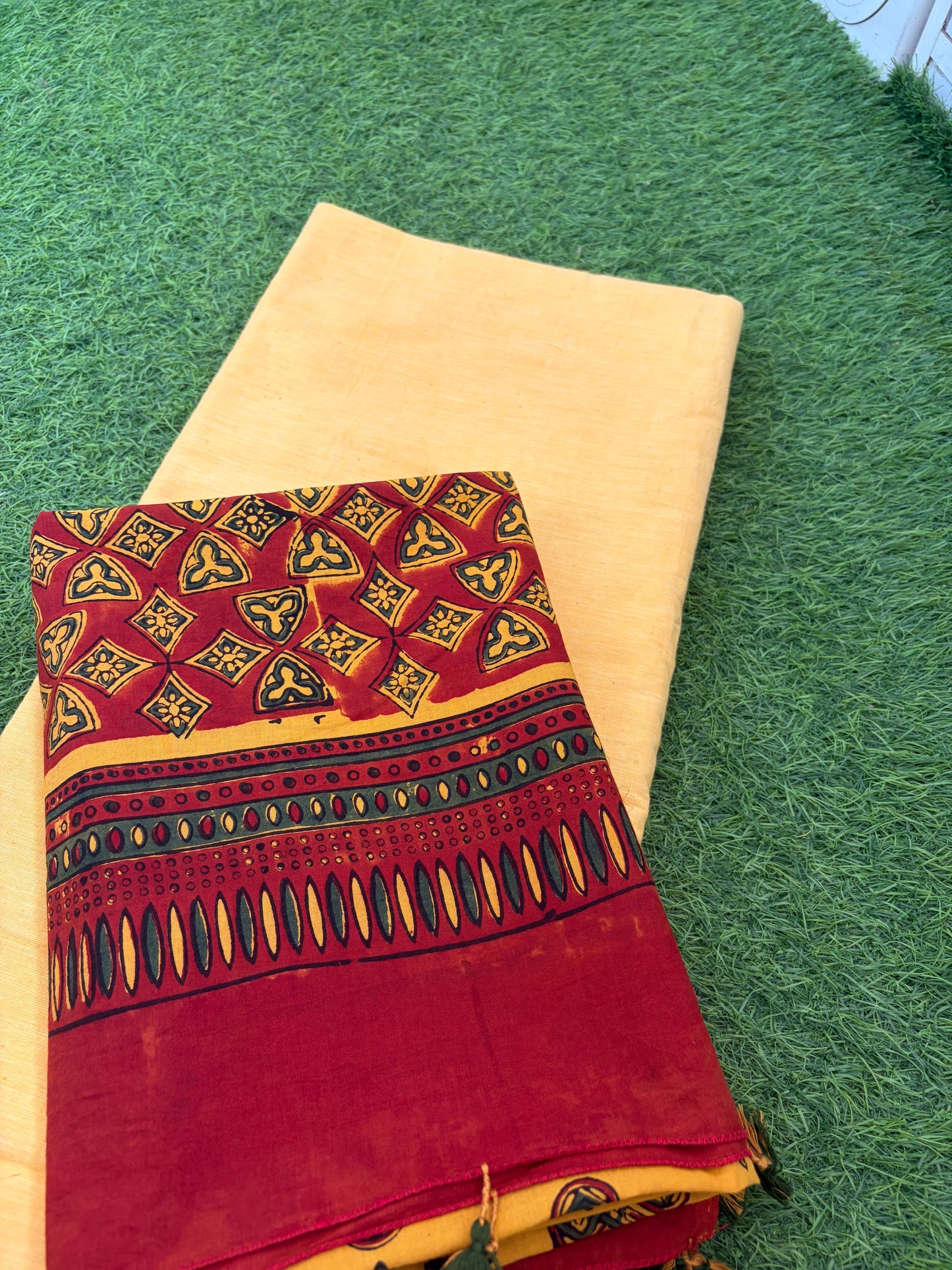Khadi kurta Bottom and ajrakh dupatta