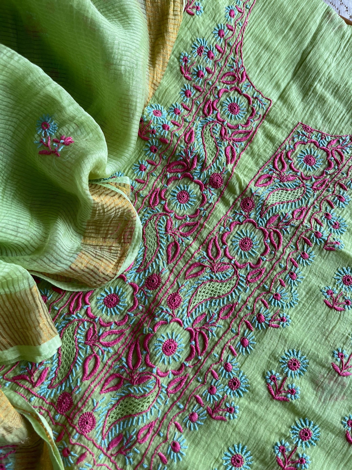 Chanderi Chikankari Kurta Dupatta