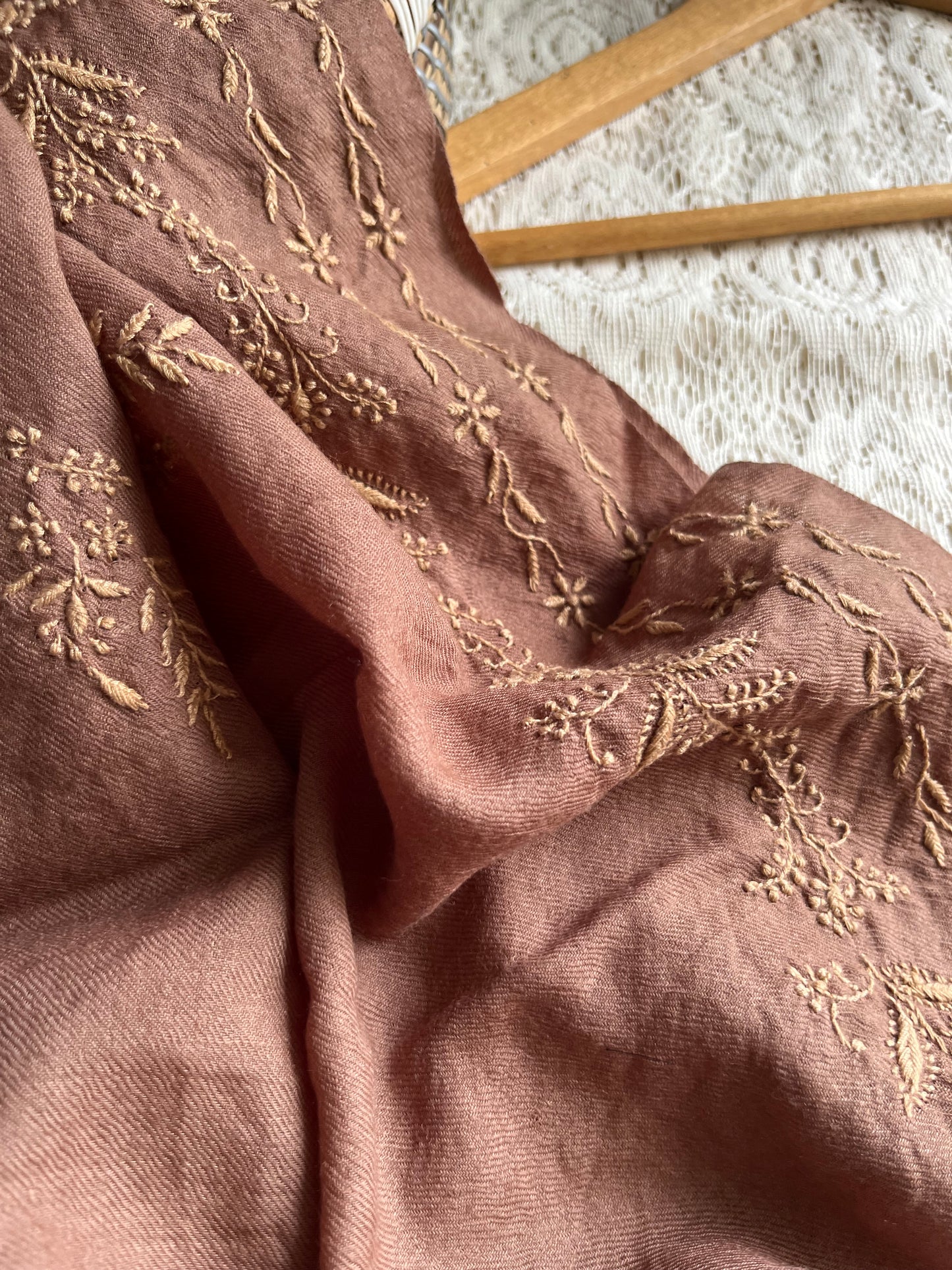 Pure wool chikankari shawl