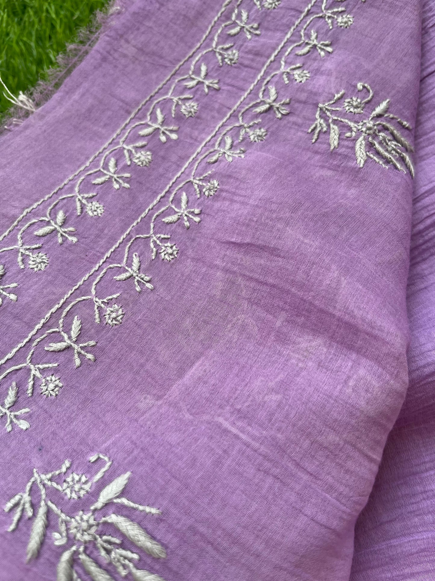 Chanderi chikankari kurta