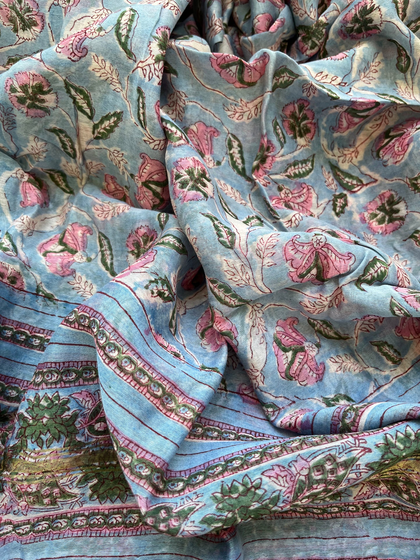 Chanderi block print dupatta ikkat kurta