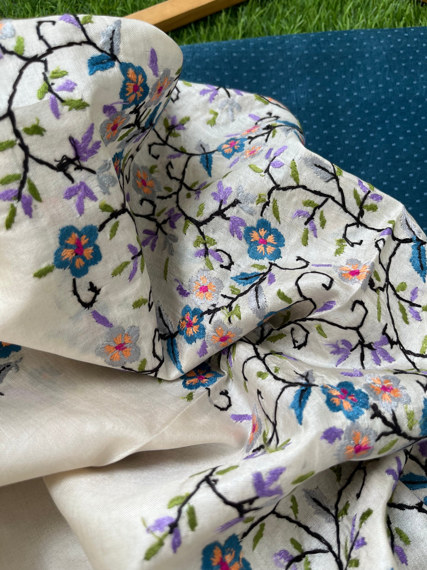 Silk needle work Dupatta mashru kurta Bottom fabric