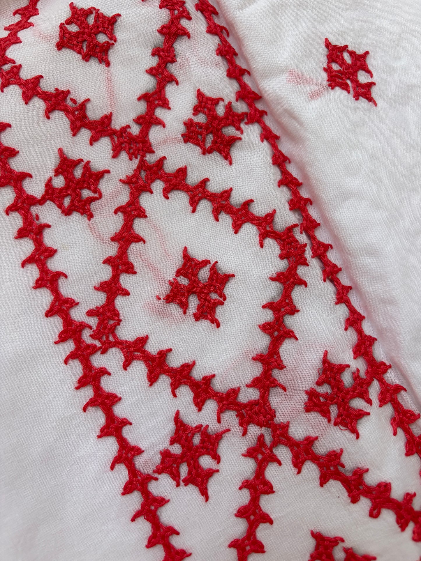 Cotton sindhi work kurta fabric with linen chikankari dupatta