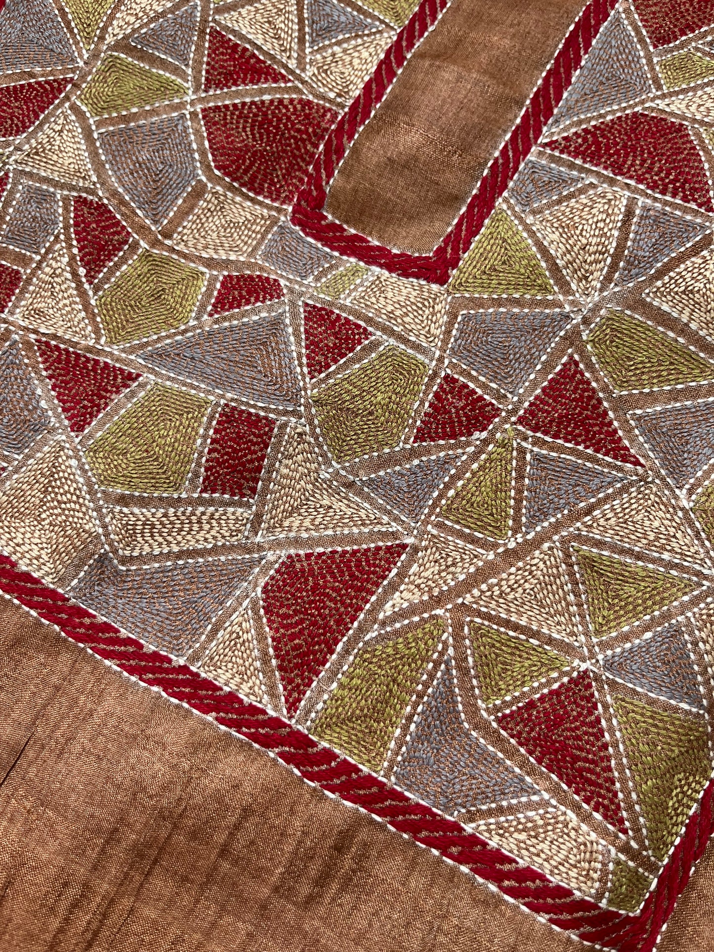 Silk Kantha work kurta fabric