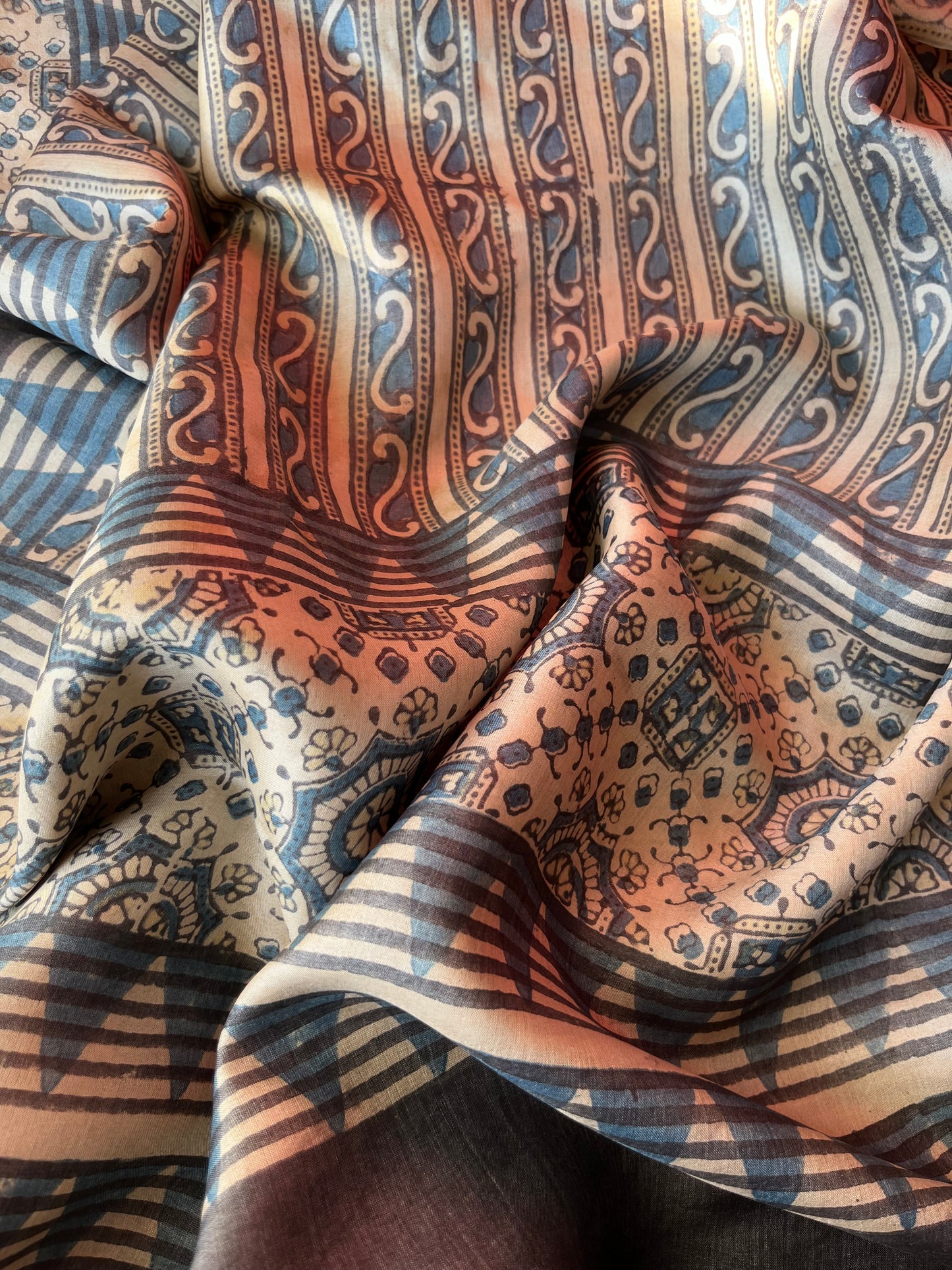 Tussar silk Ajrakh Kurta and dupatta