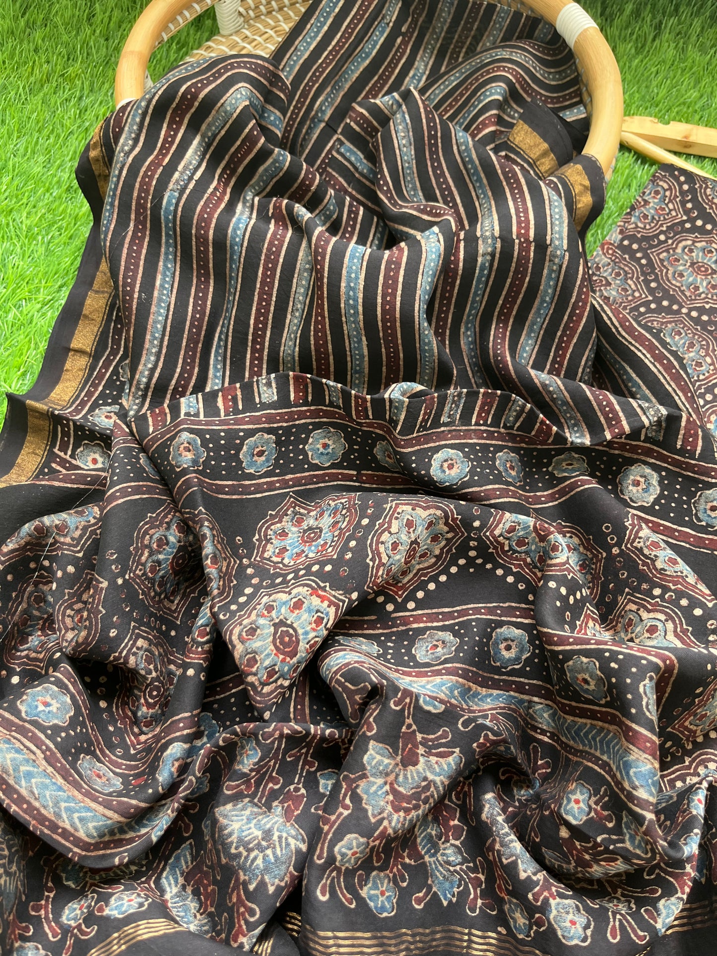 Chanderi silk Ajrakh Kurta and dupatta
