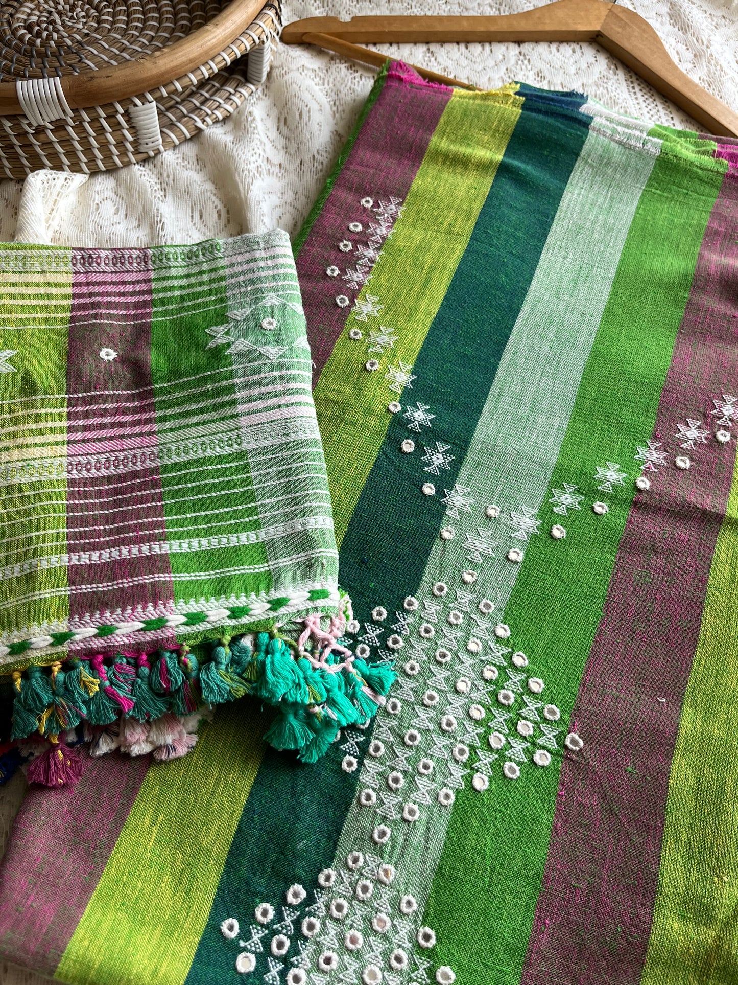 Handwoven organic kala Cotton kurta bottom stole