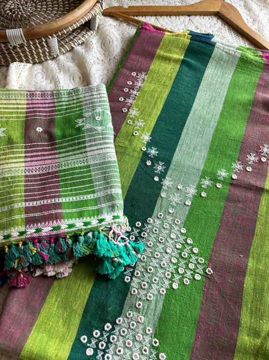 Handwoven organic kala Cotton kurta bottom stole