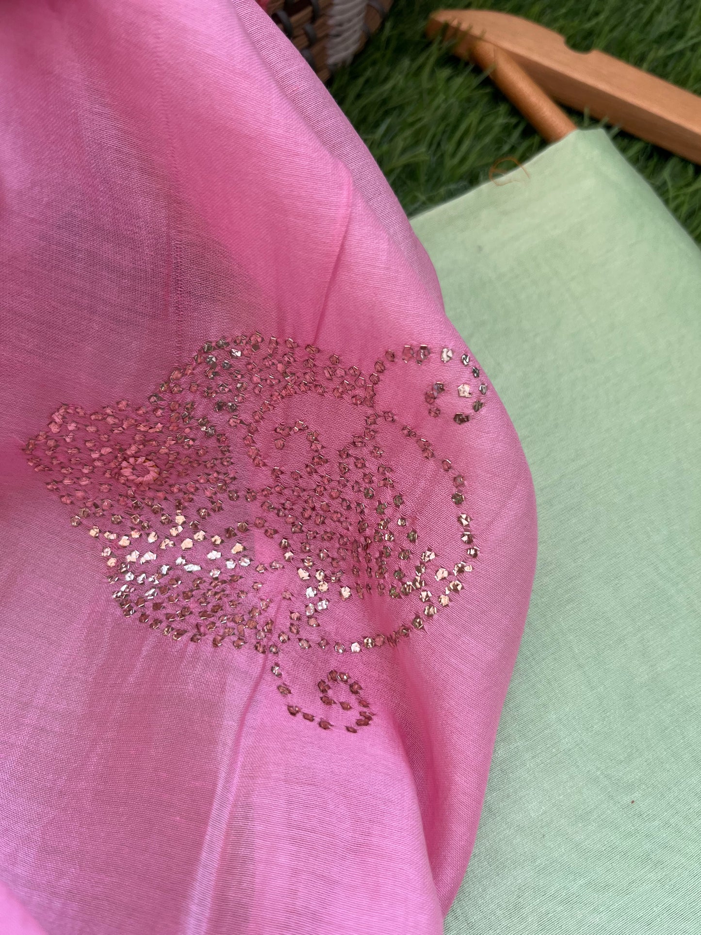 Chanderi Mukaish work Dupatta plain suit fabric