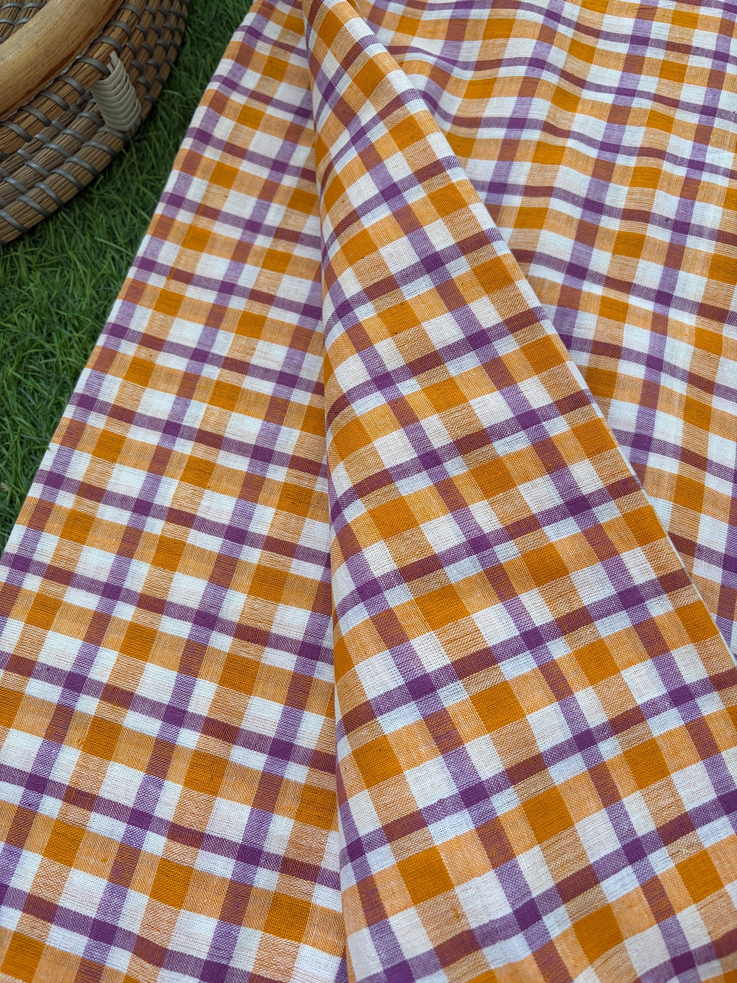 Khadi check kurta bottom pure chanderi bandhani chikankari dupatta