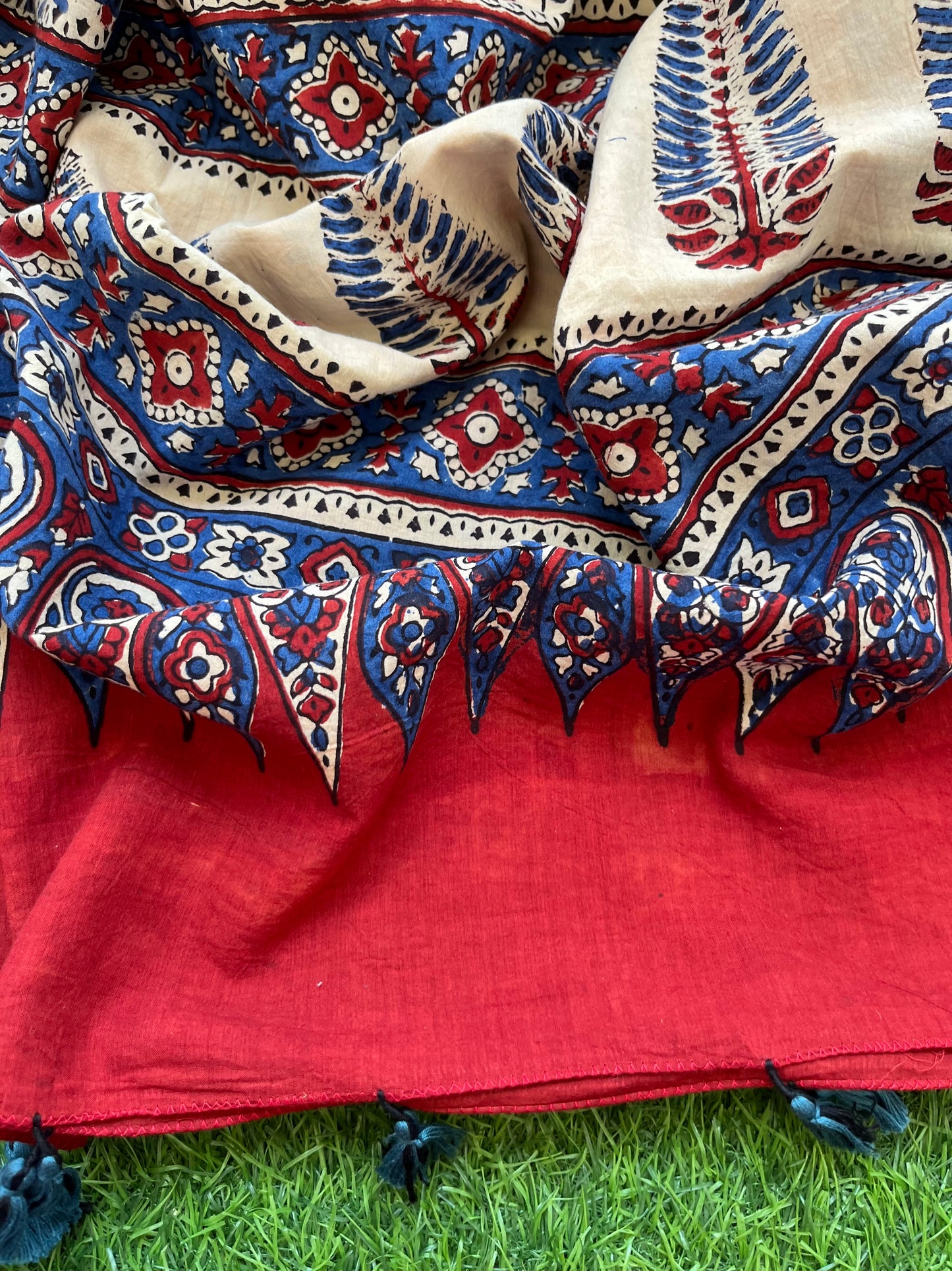 Cotton block print kurta bottom cotton ajrakh dupatta