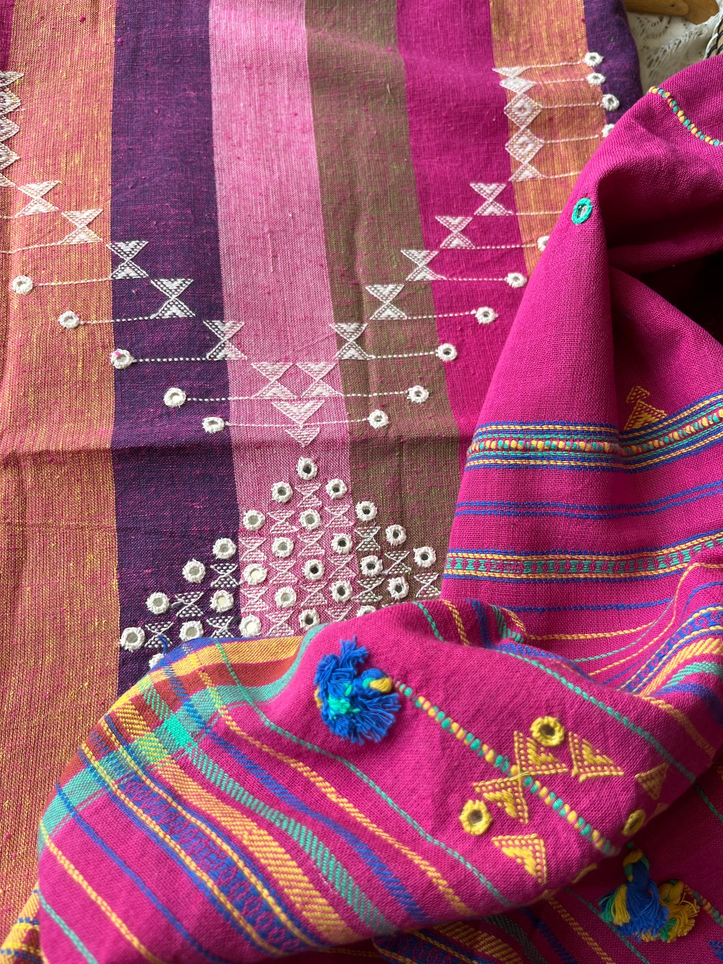 Handwoven organic kala Cotton kurta bottom dupatta