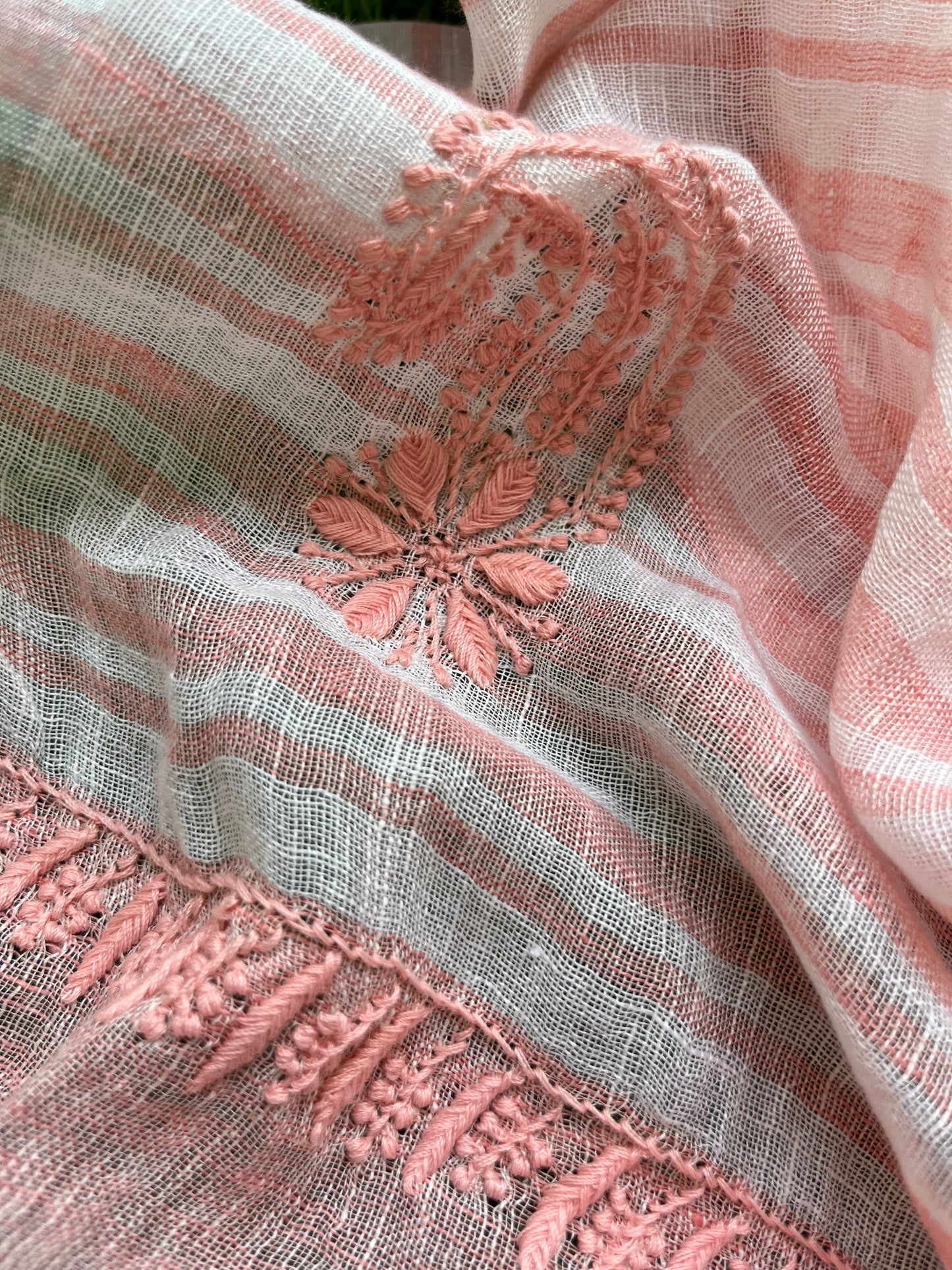 Cotton block print kurta bottom fabric chikan work dupatta