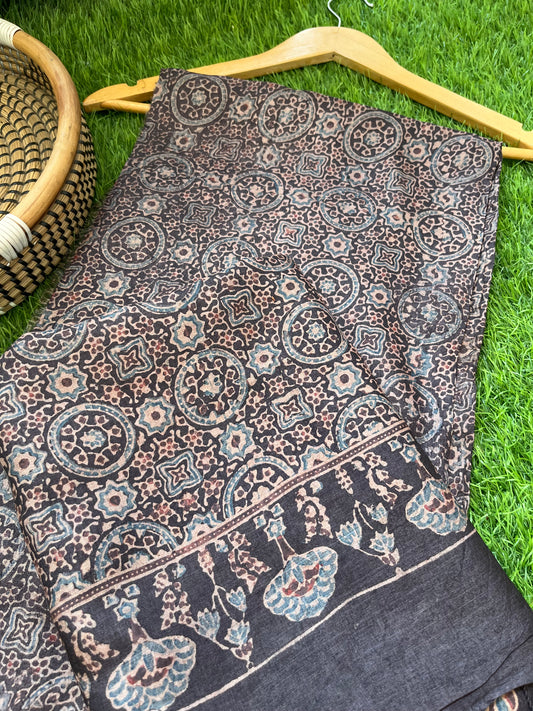 Tussar silk Ajrakh Kurta and dupatta
