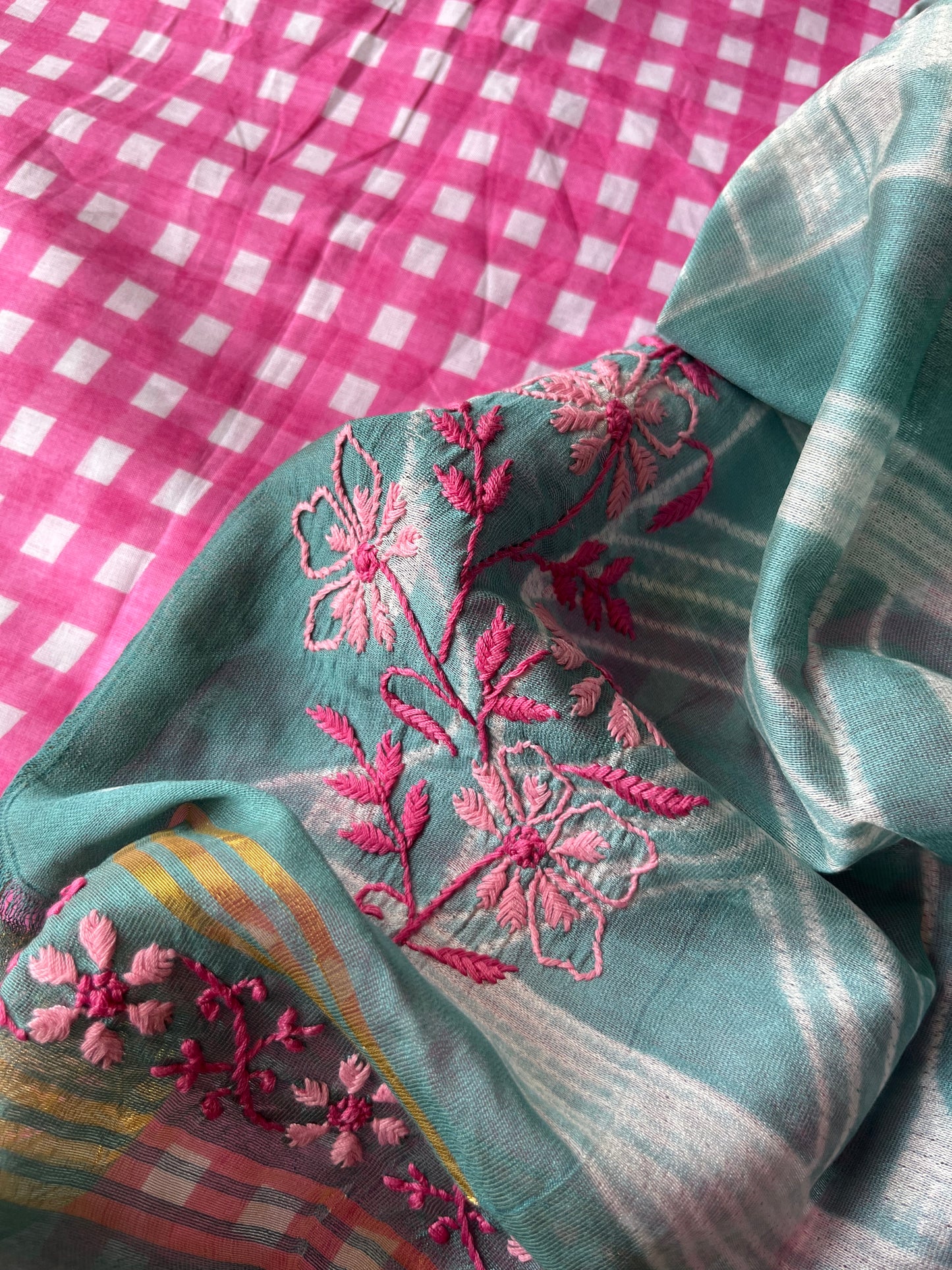 रोज़ाना  :Chanderi Chikankari Dupatta with cotton kurta bottom Fabric