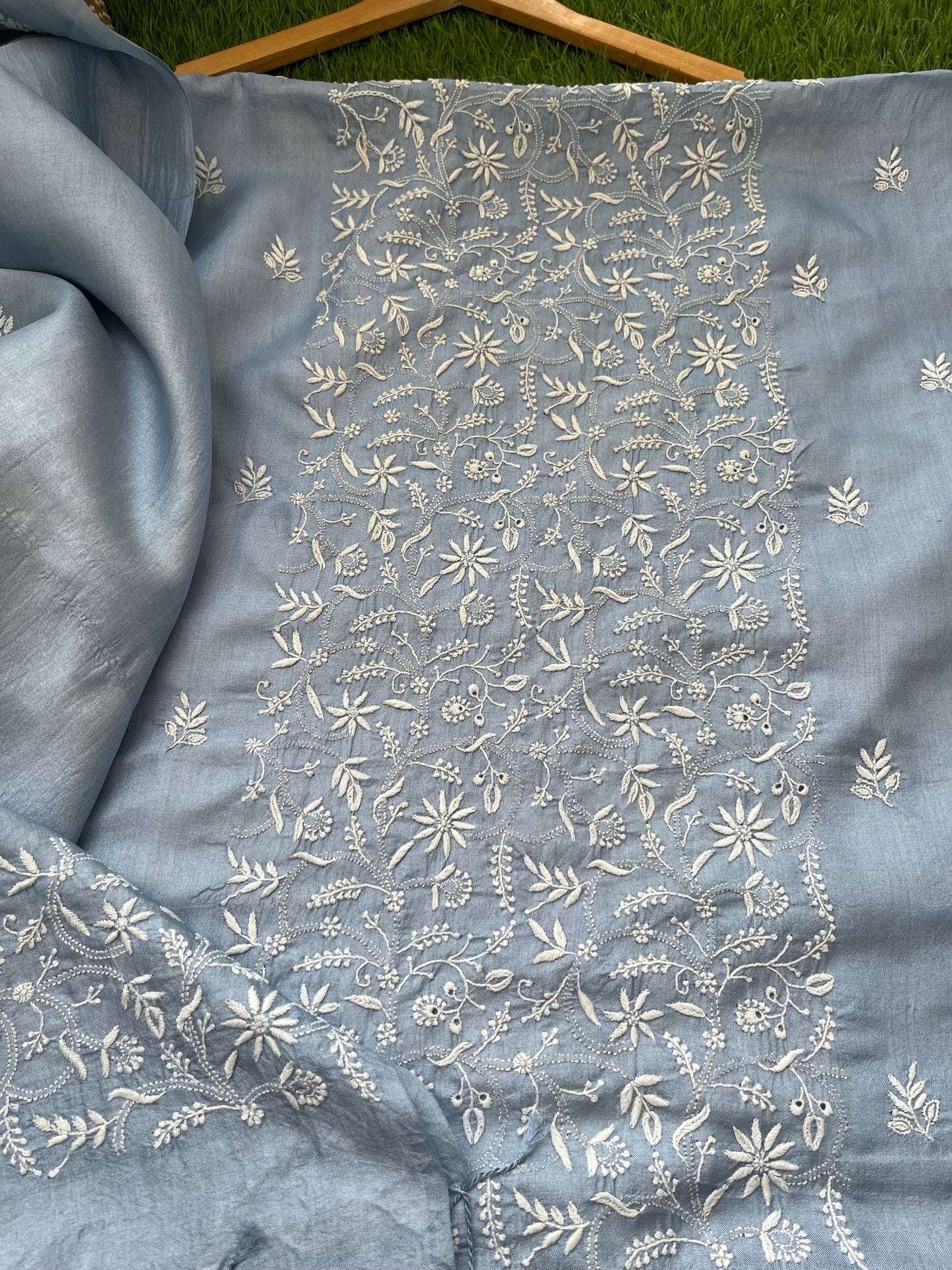 Tussar Silk Chikankari kurta Dupatta