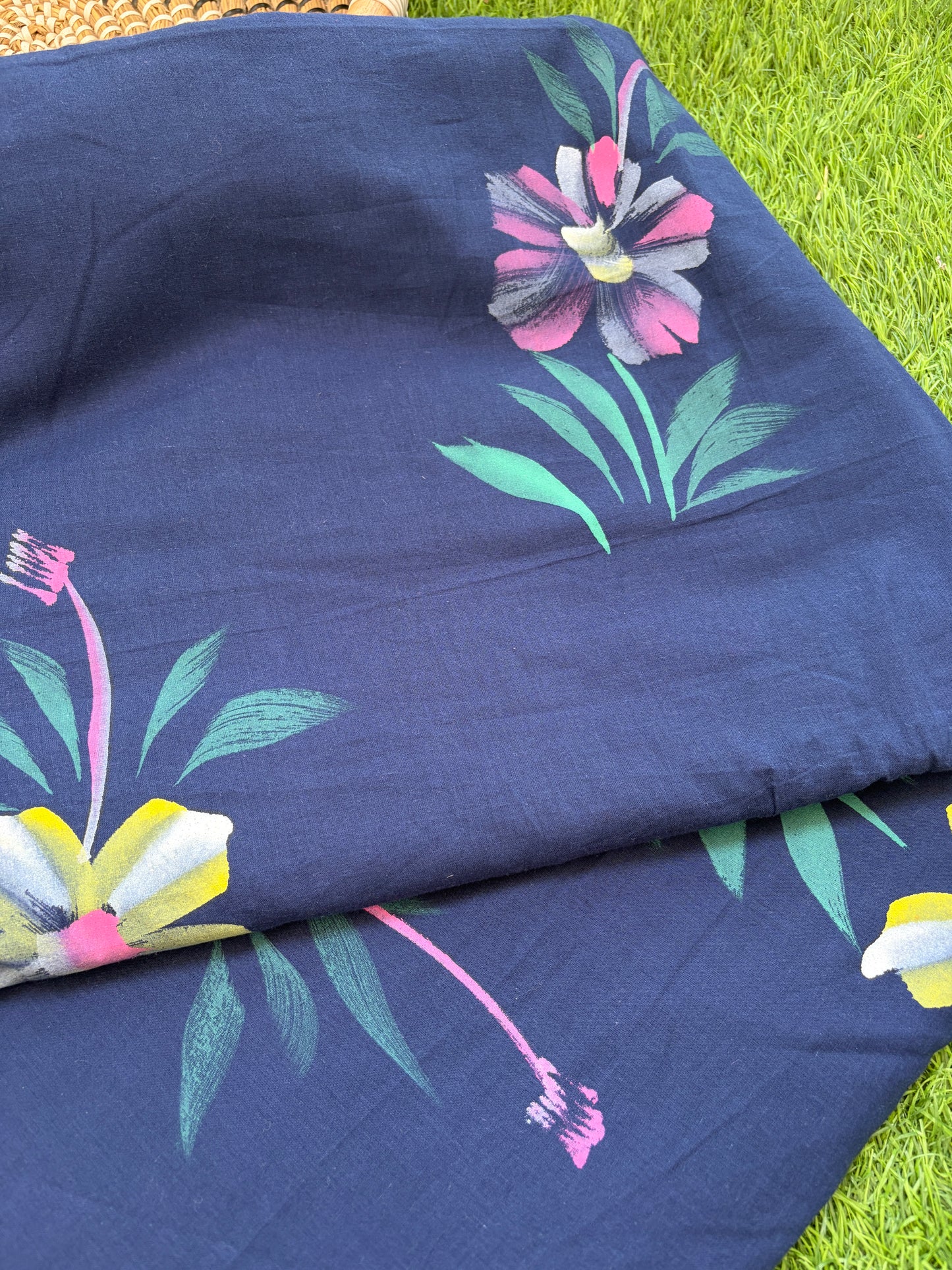 Hand painted fabric- Cotton florals