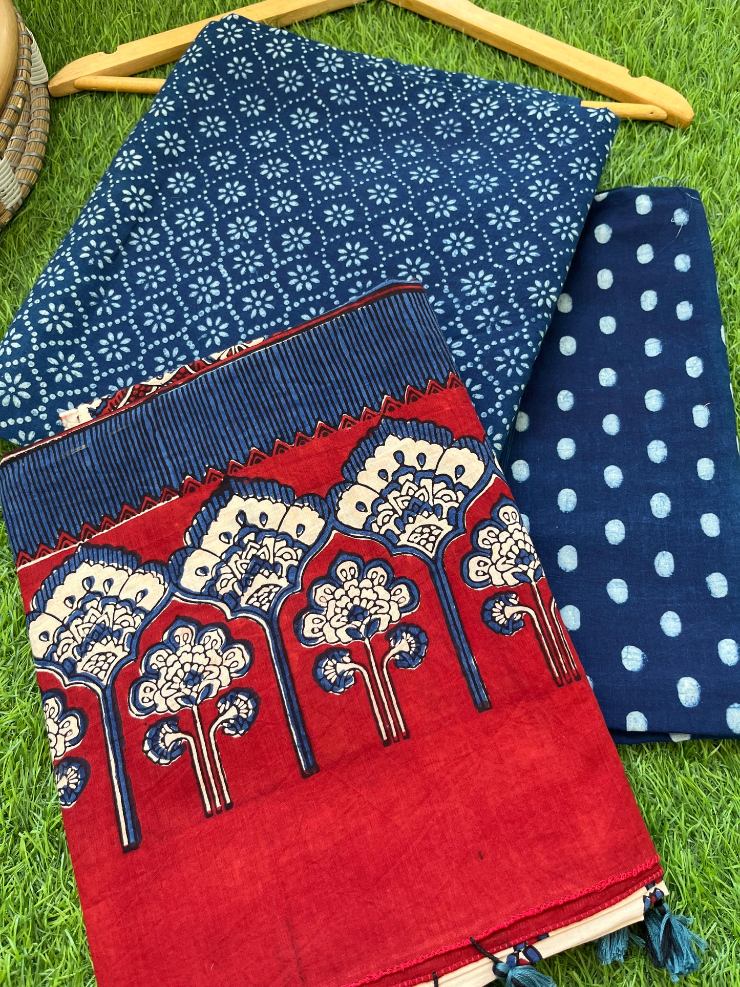 Cotton block print kurta bottom cotton ajrakh dupatta