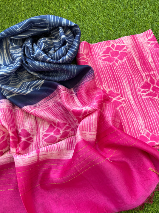 Shibori chanderi kurta dupatta