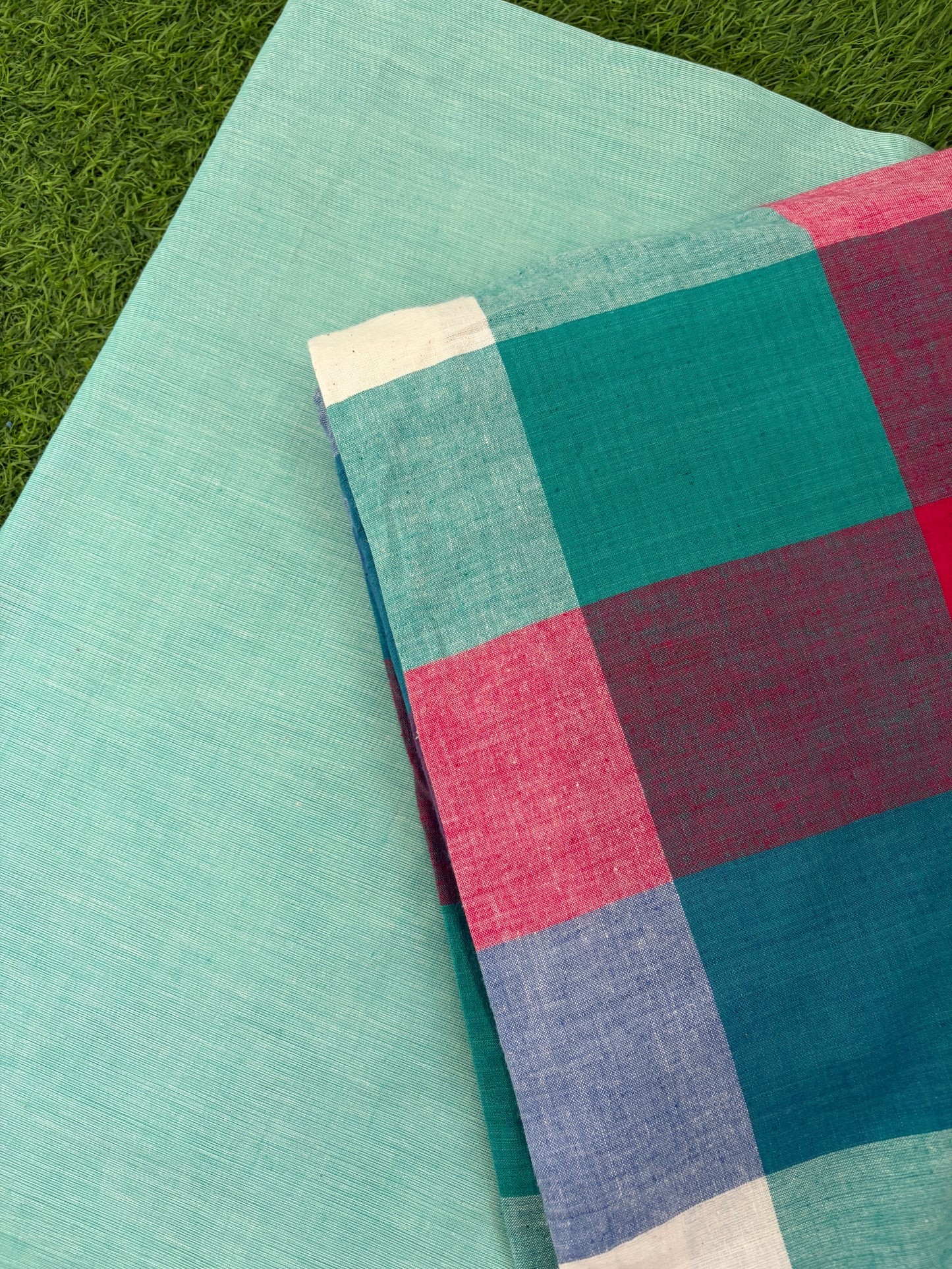 Khadi Cotton checks plain mangalgiri
