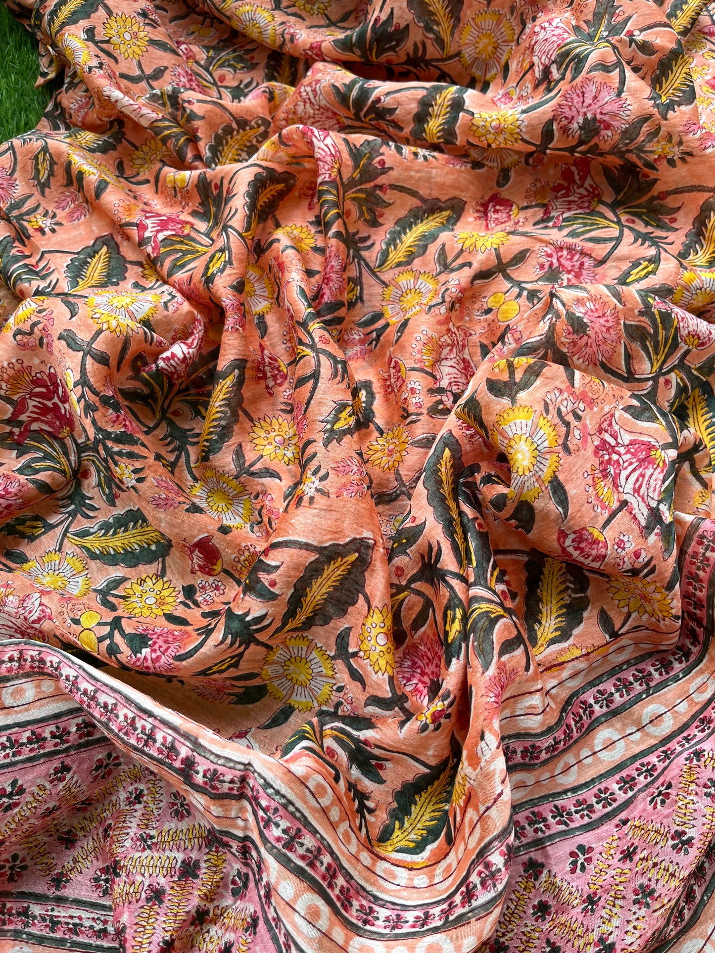 Block print chanderi Dupatta Kurta bottom