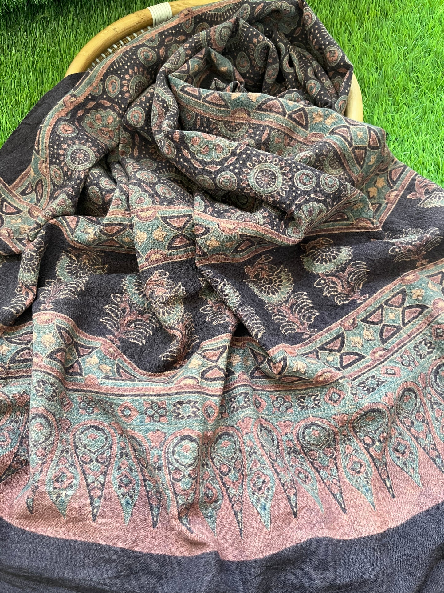 Handwoven ajrakh shawl