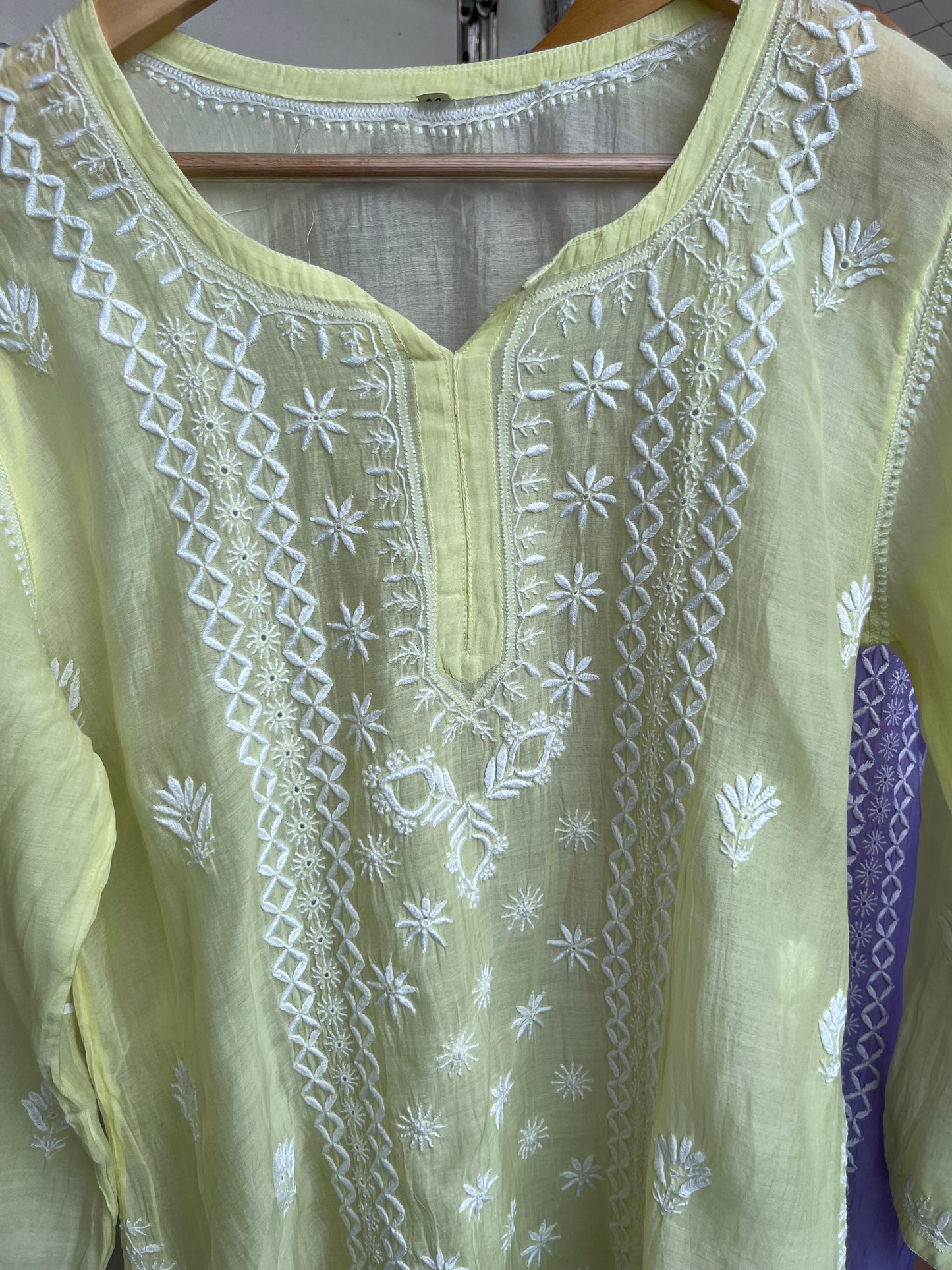 Chanderi chikan work short Kurti