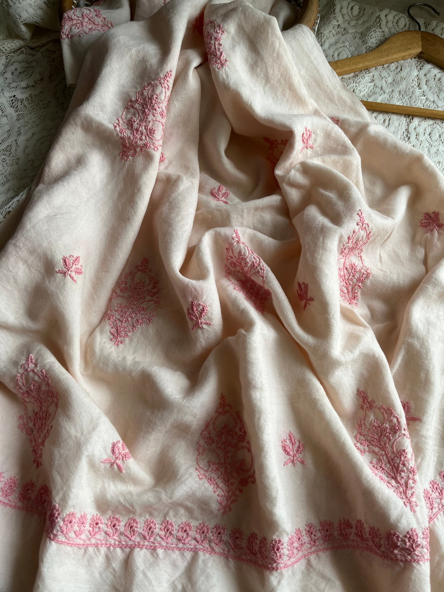 Pure wool chikankari shawl