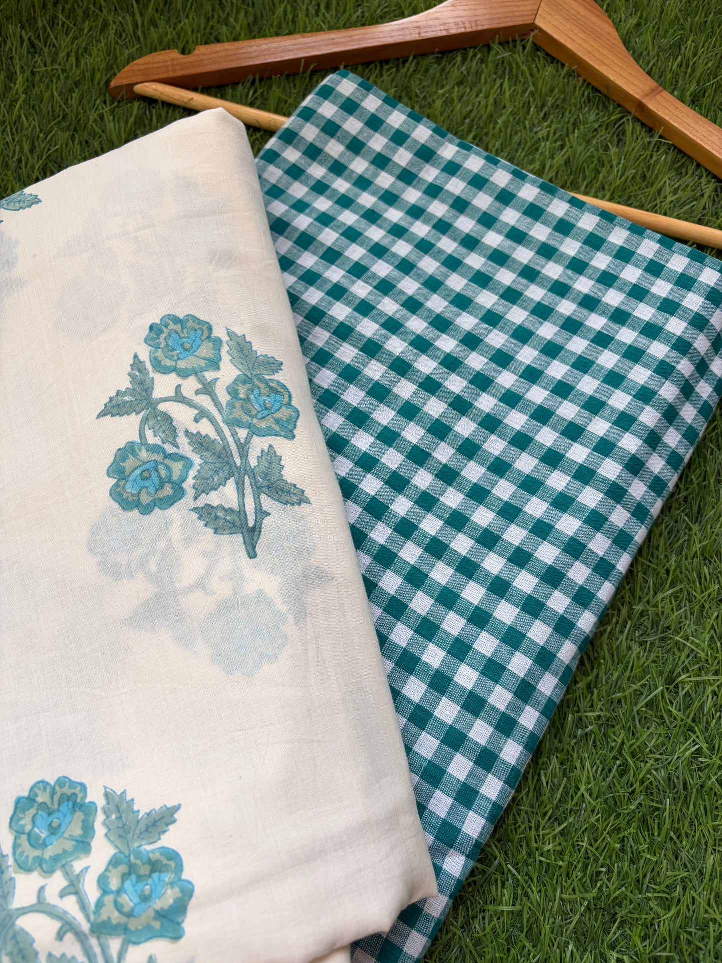 Khadi Cotton checks mughal Boota