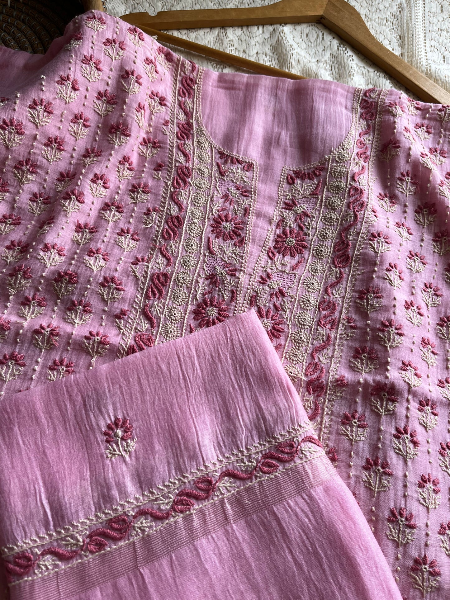 Chanderi Chikankari Kurta Dupatta