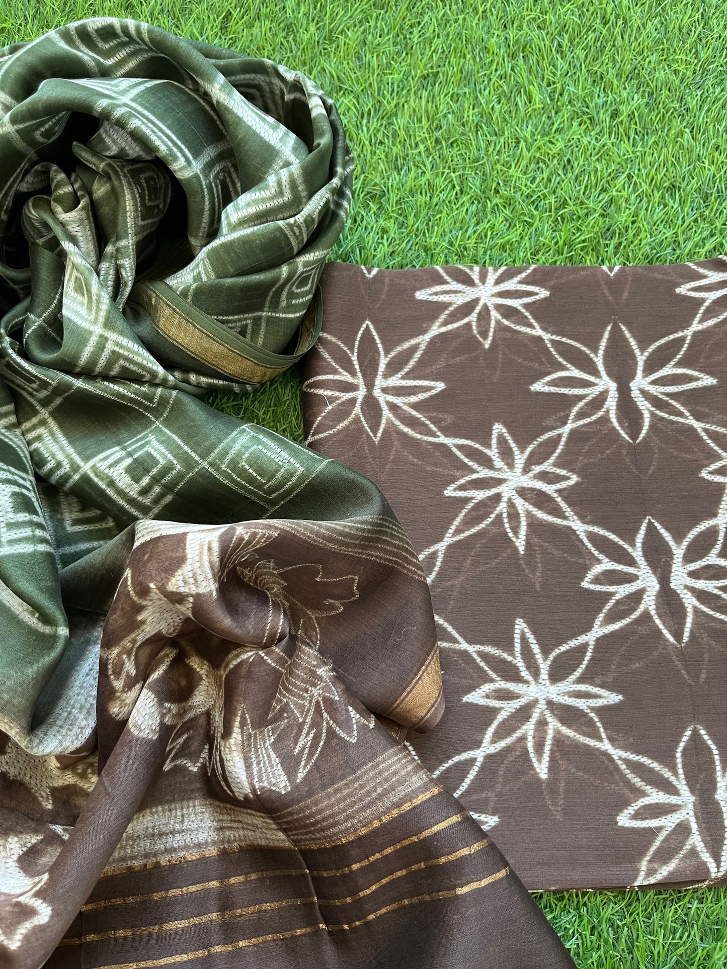 Shibori chanderi kurta dupatta