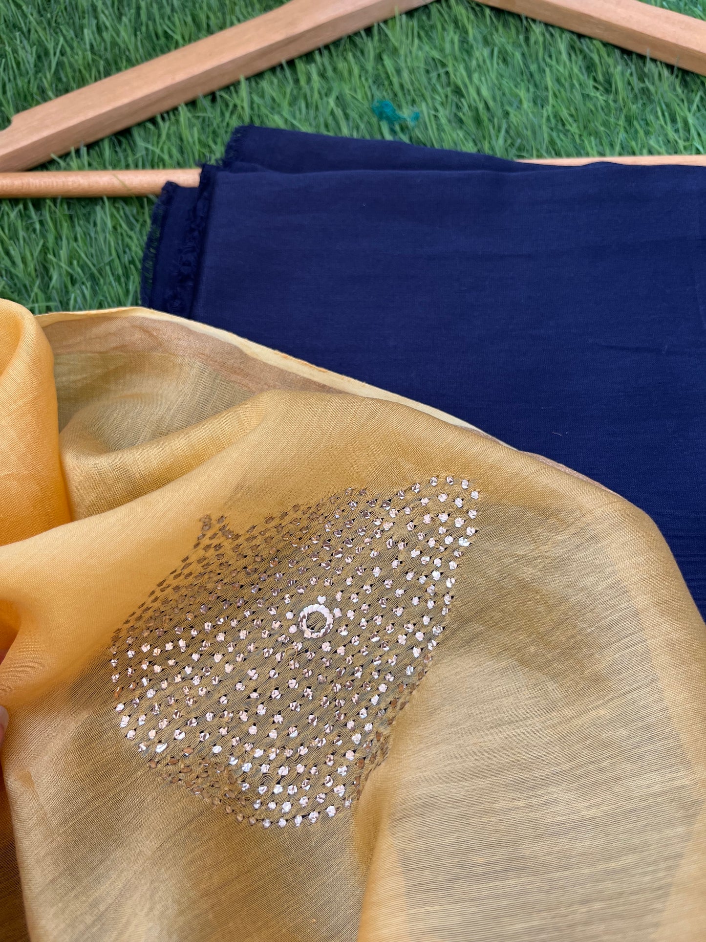 Chanderi Mukaish work Dupatta plain suit fabric