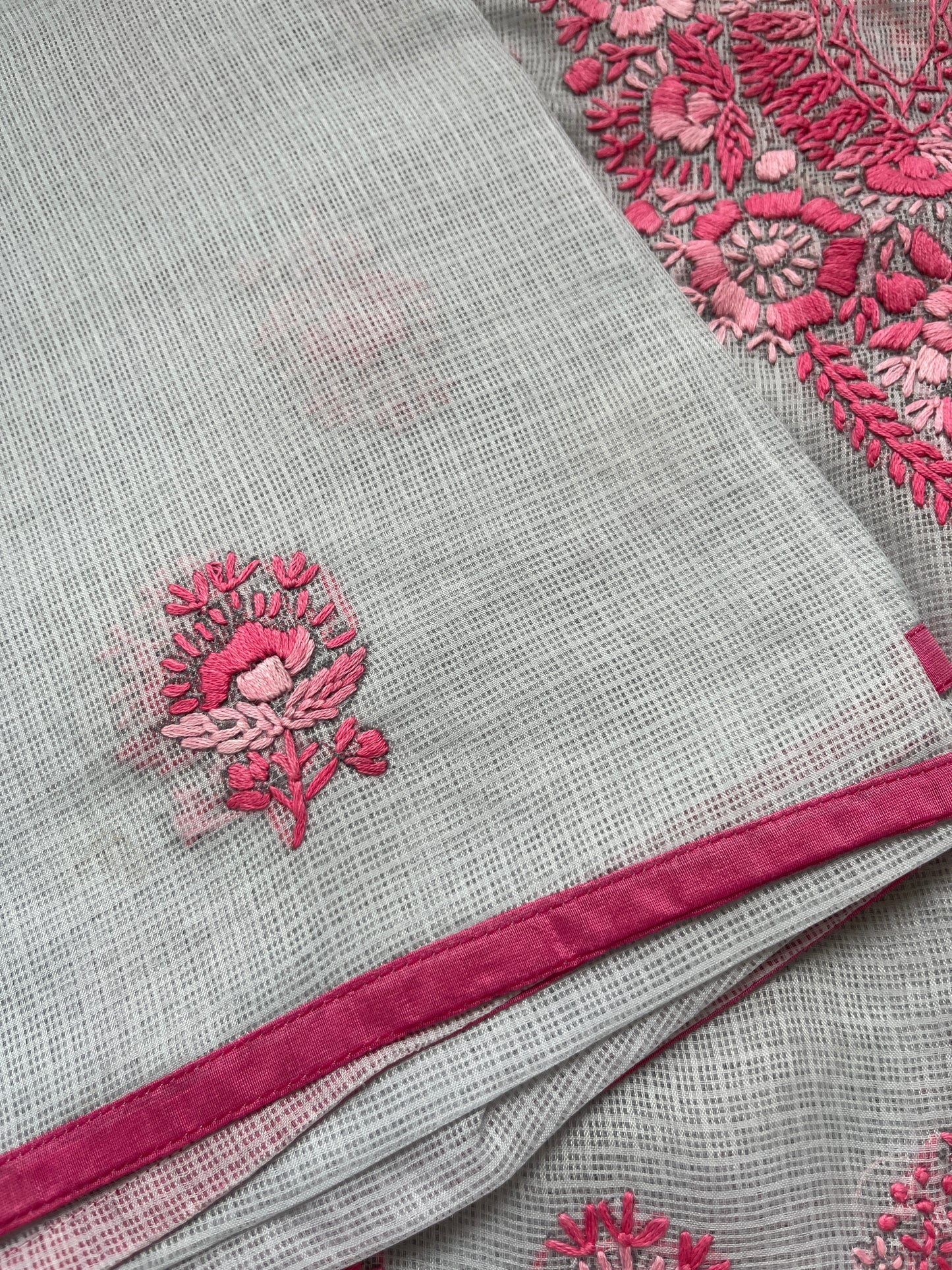 Kota hand embroidered kurta dupatta and plain bottom fabric