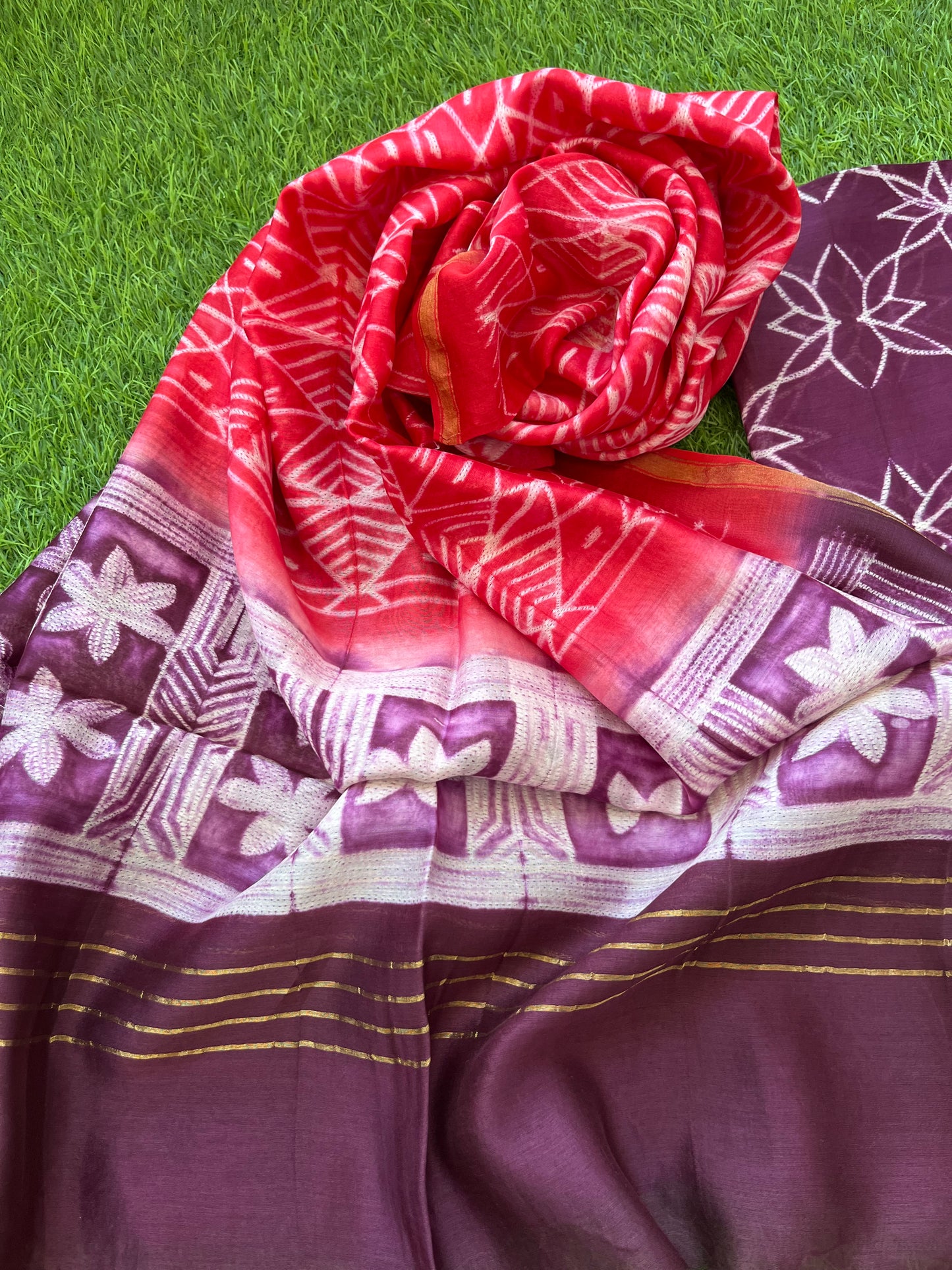 Shibori chanderi kurta dupatta