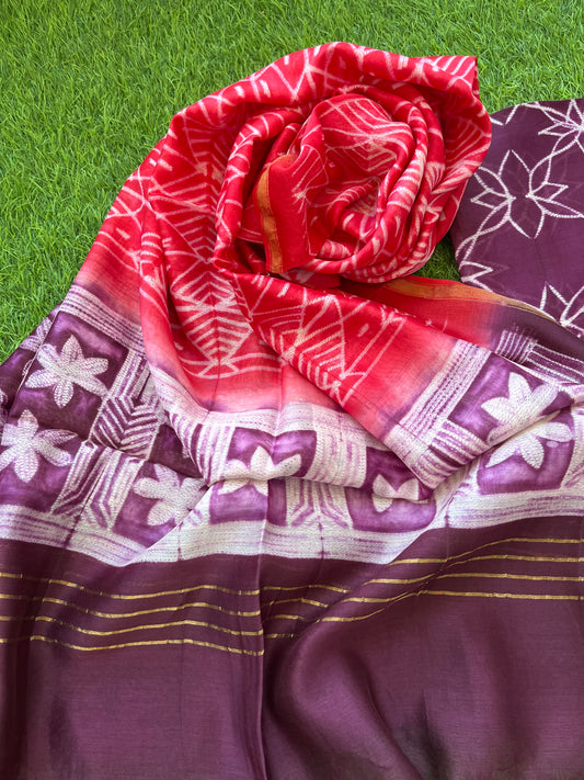 Shibori chanderi kurta dupatta