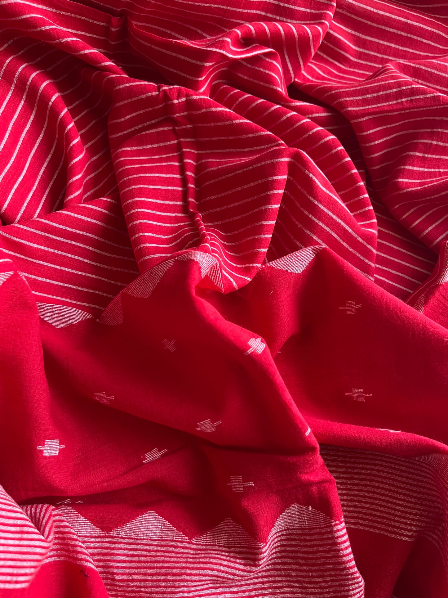 Cotton block print kurta bottom mul jaamdani dupatta