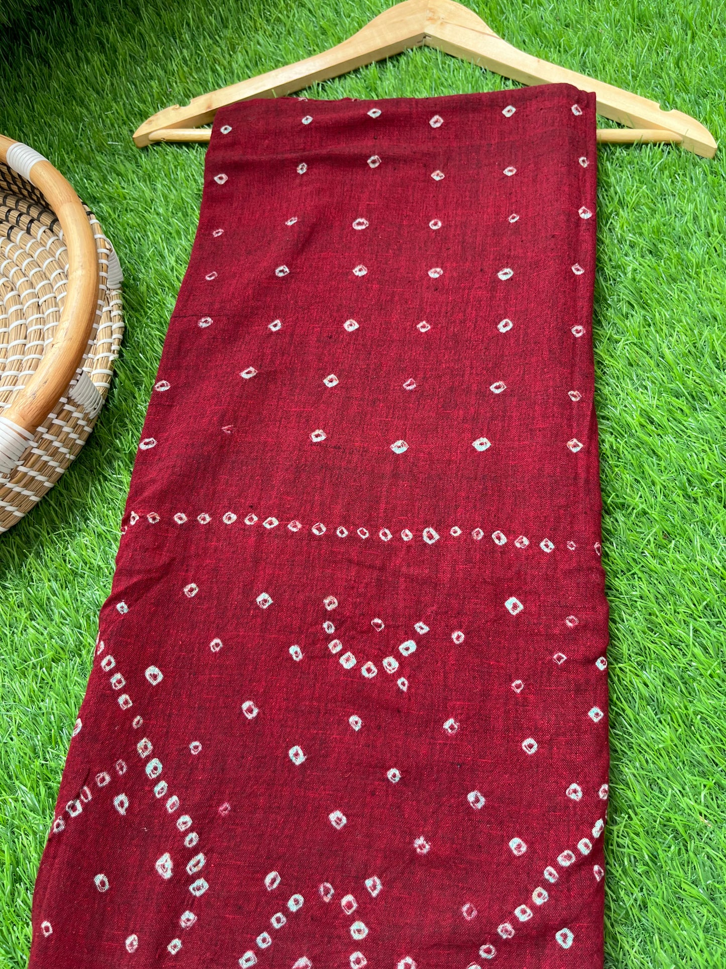Handwoven organic kala Cotton bandhani fabric