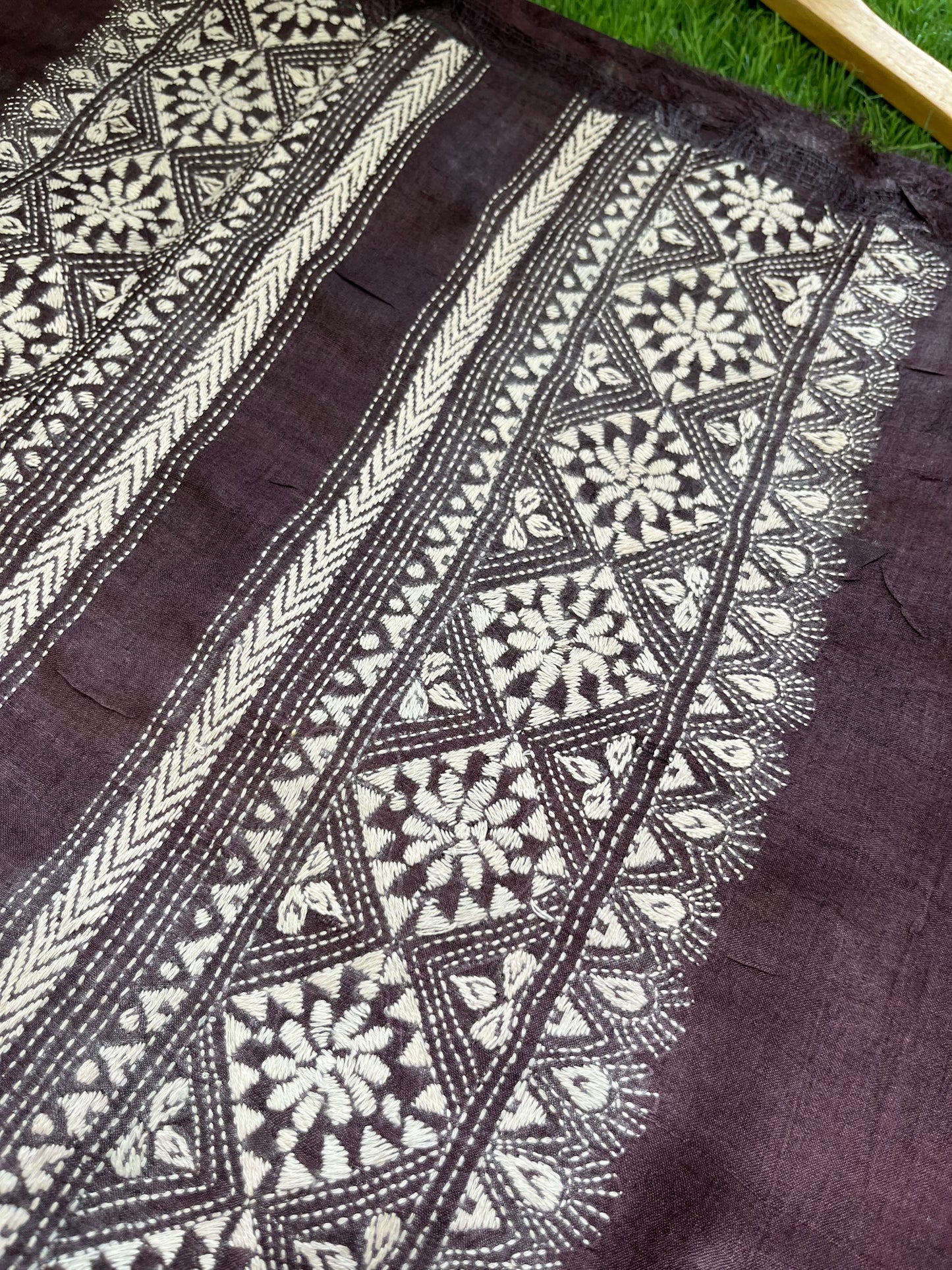 Silk Kantha work kurta fabric